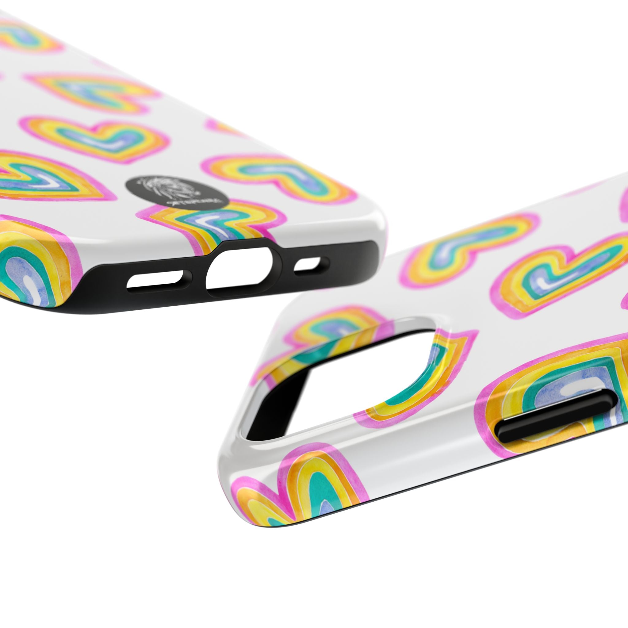 Rainbow Heart Tough Phone Case (For iPhone, Galaxy & More) - White