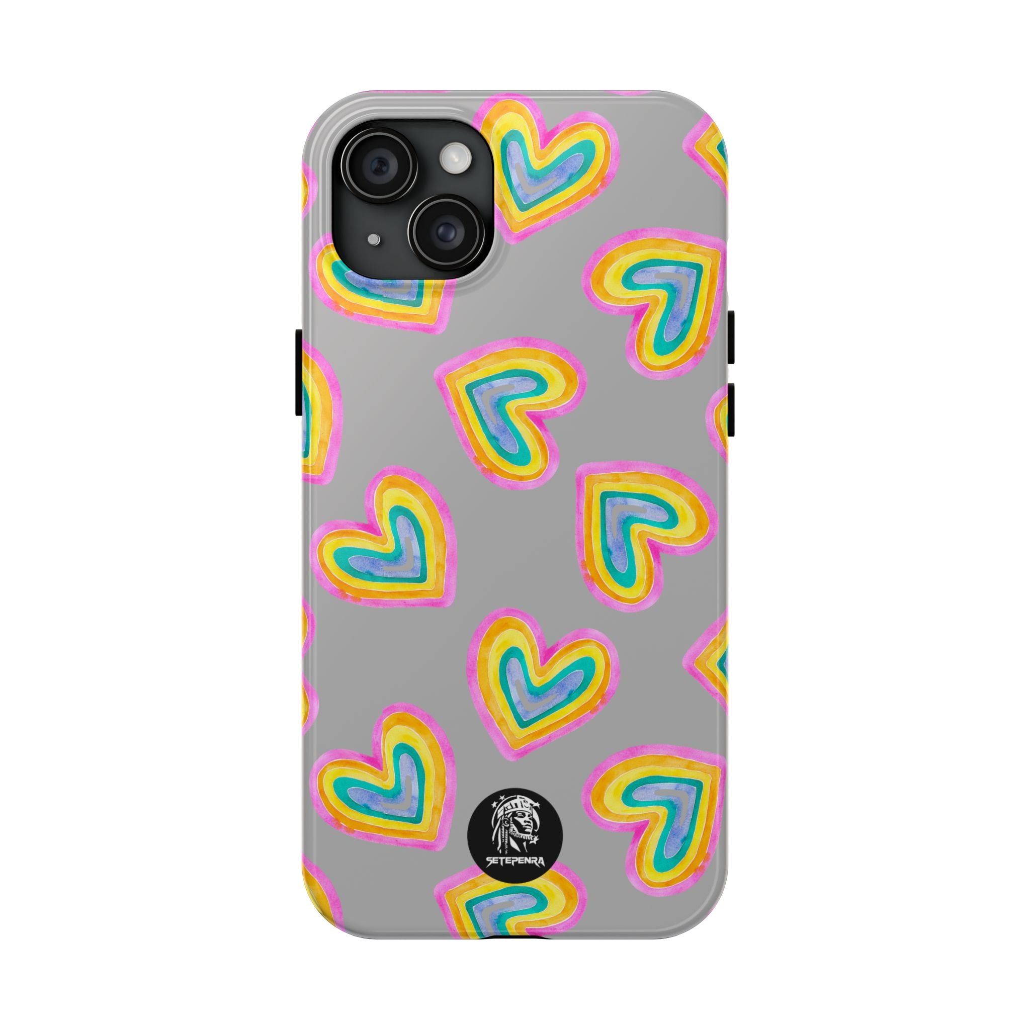 Rainbow Heart Tough Phone Case (For iPhone, Galaxy & More) - Light Grey SETEPENRA Phone Case.