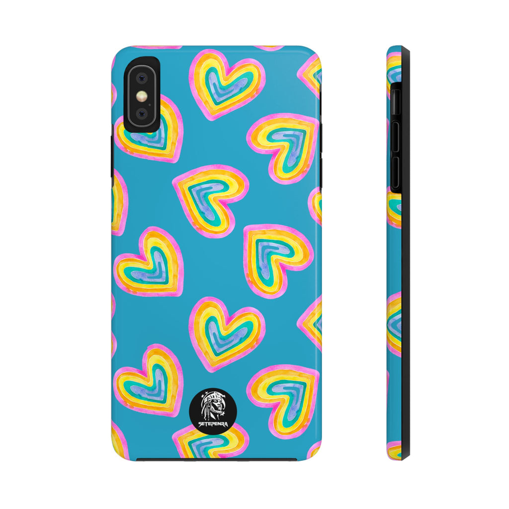 Rainbow Heart Tough Phone Case (For iPhone, Galaxy & More) - Turquoise SETEPENRA Phone Case.
