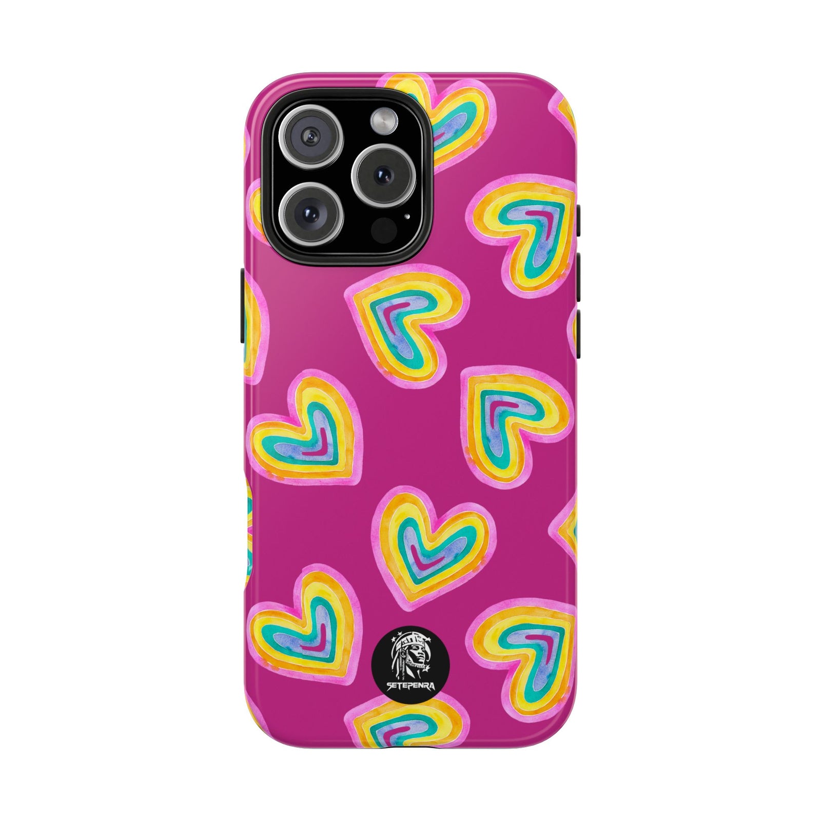 Rainbow Heart Tough Phone Case (For iPhone, Galaxy & More) - Pink SETEPENRA Phone Case.