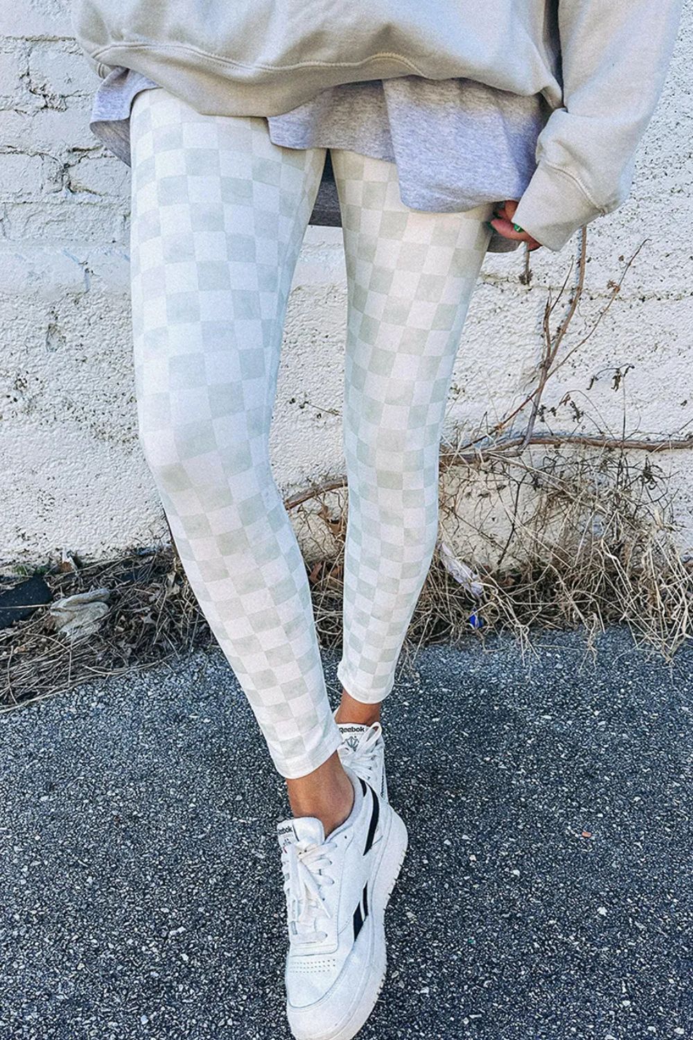Checkered Elastic Waist Leggings SETEPENRA .