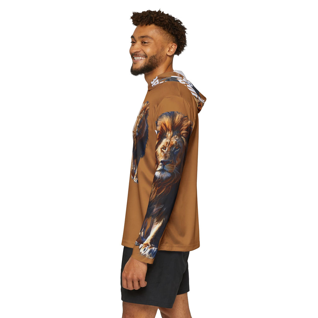 You Become What You Believe Men's Sports Warmup Hoodie (Light Brown) SETEPENRA All Over Prints.