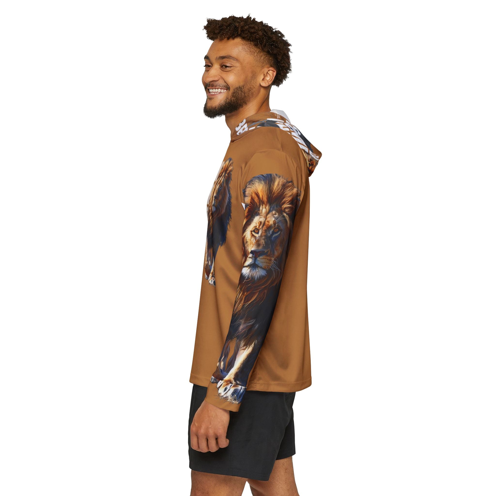 You Become What You Believe Men's Sports Warmup Hoodie (Light Brown) SETEPENRA All Over Prints.