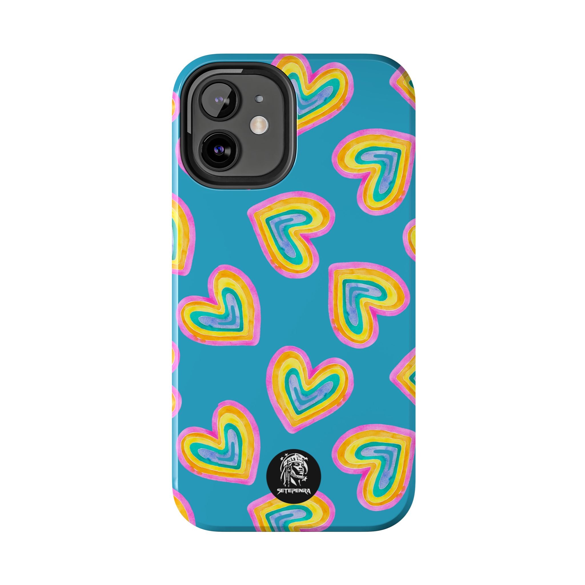 Rainbow Heart Tough Phone Case (For iPhone, Galaxy & More) - Turquoise