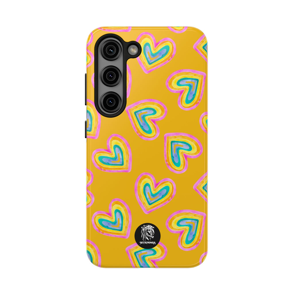 Rainbow Heart Tough Phone Case (For iPhone, Galaxy & More) - Yellow