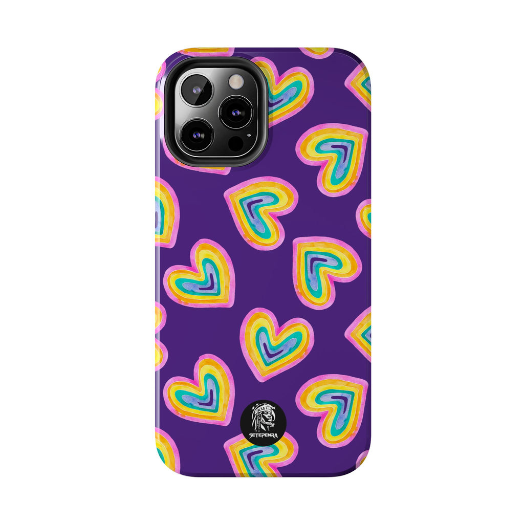 Rainbow Heart Tough Phone Case (For iPhone, Galaxy & More) - Purple