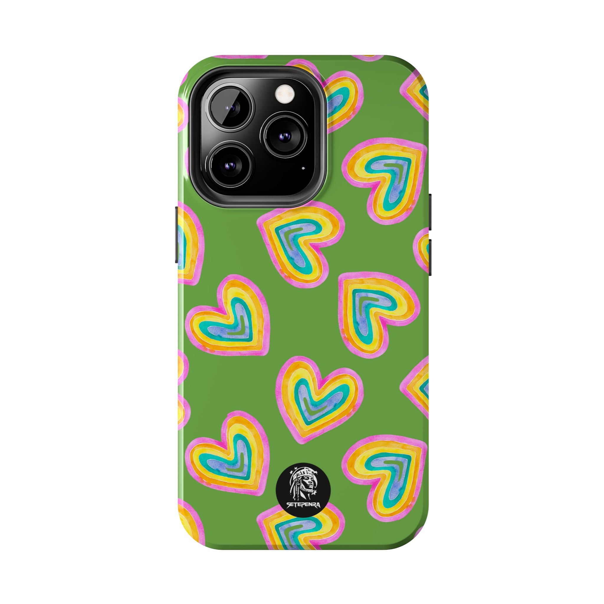 Rainbow Heart Tough Phone Case (For iPhone, Galaxy & More) - Green
