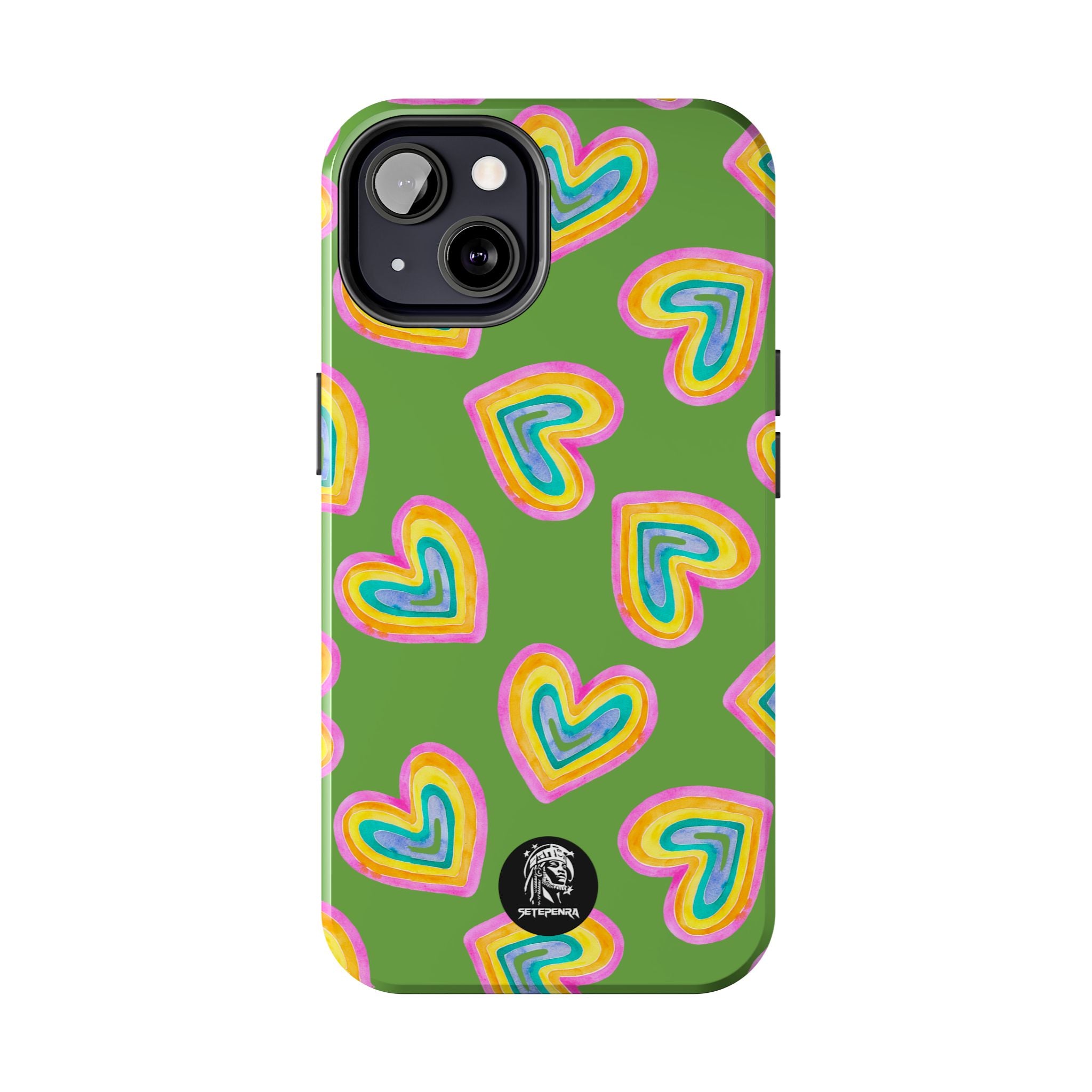 Rainbow Heart Tough Phone Case (For iPhone, Galaxy & More) - Green