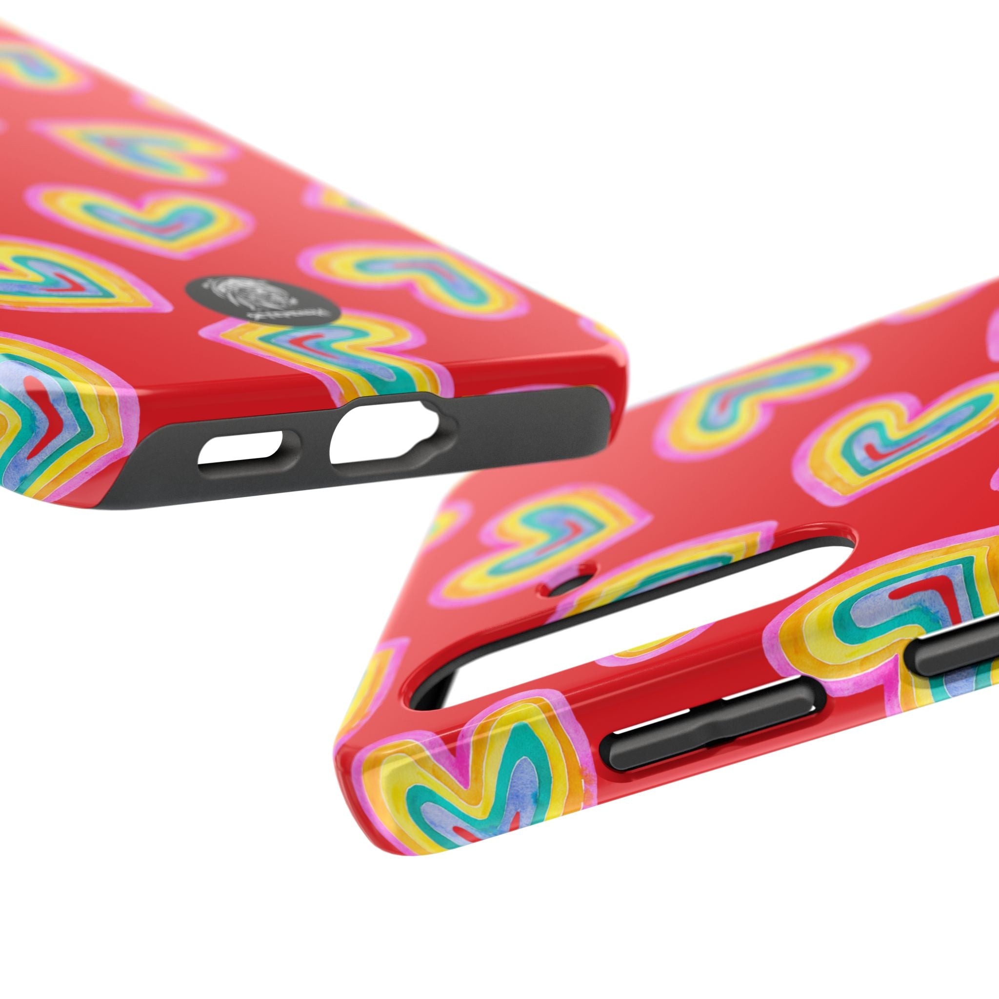 Rainbow Heart Tough Phone Case (For iPhone, Galaxy & More) - Red