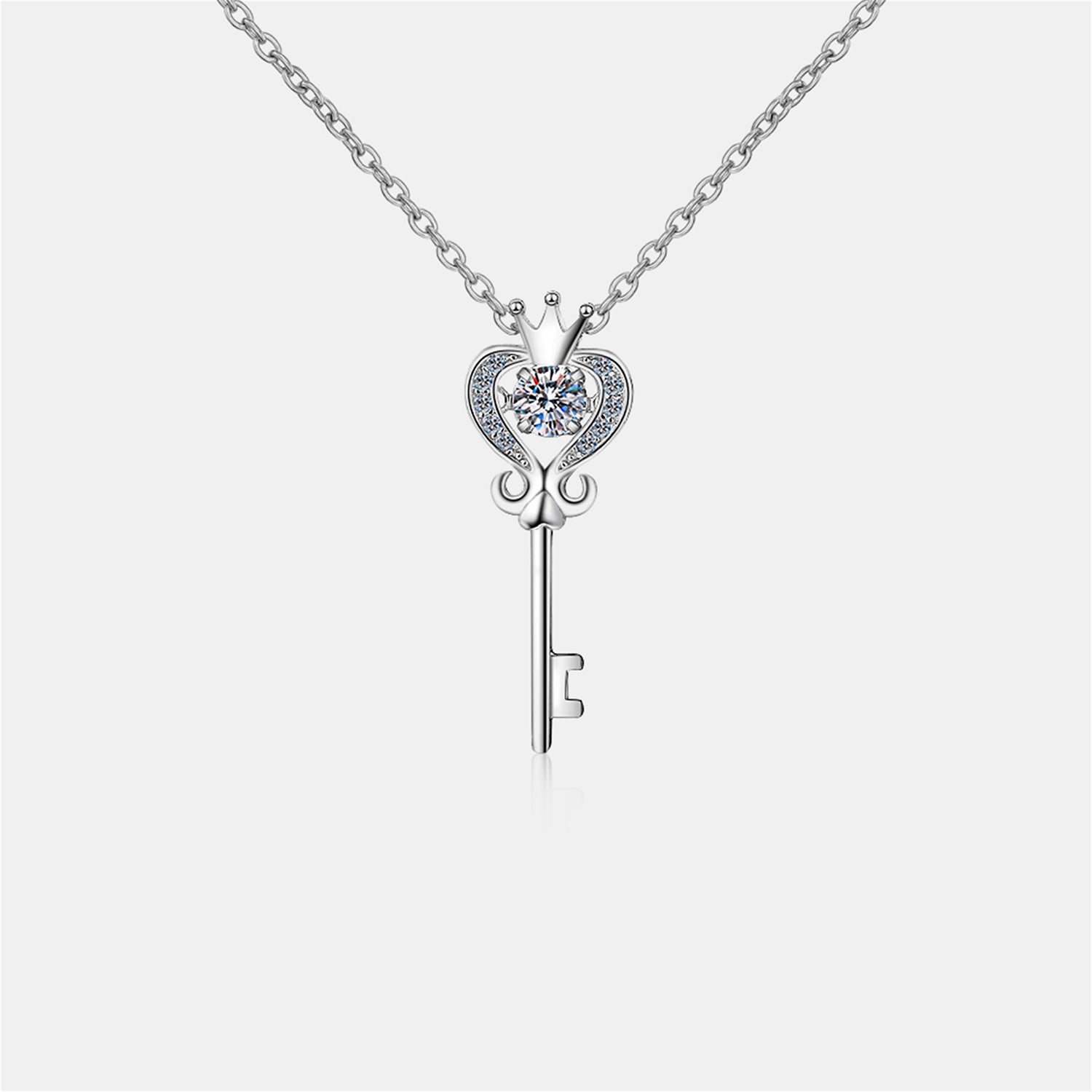 Key Shape Moissanite 925 Sterling Silver Necklace SETEPENRA .