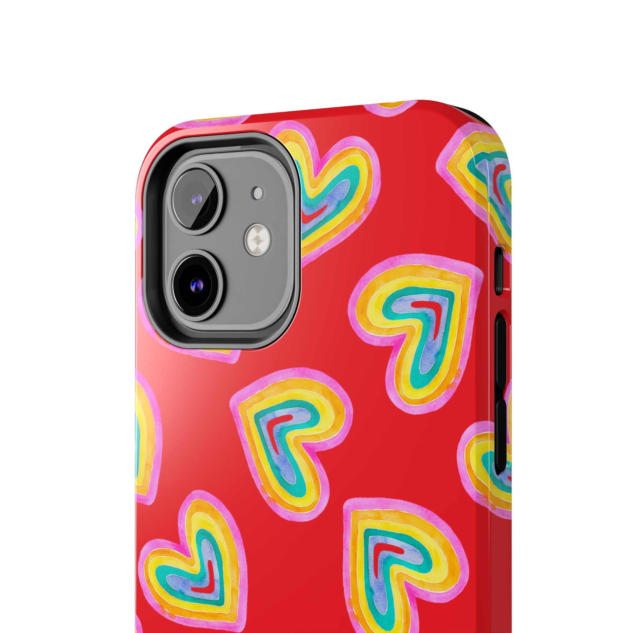Rainbow Heart Tough Phone Case (For iPhone, Galaxy & More) - Red