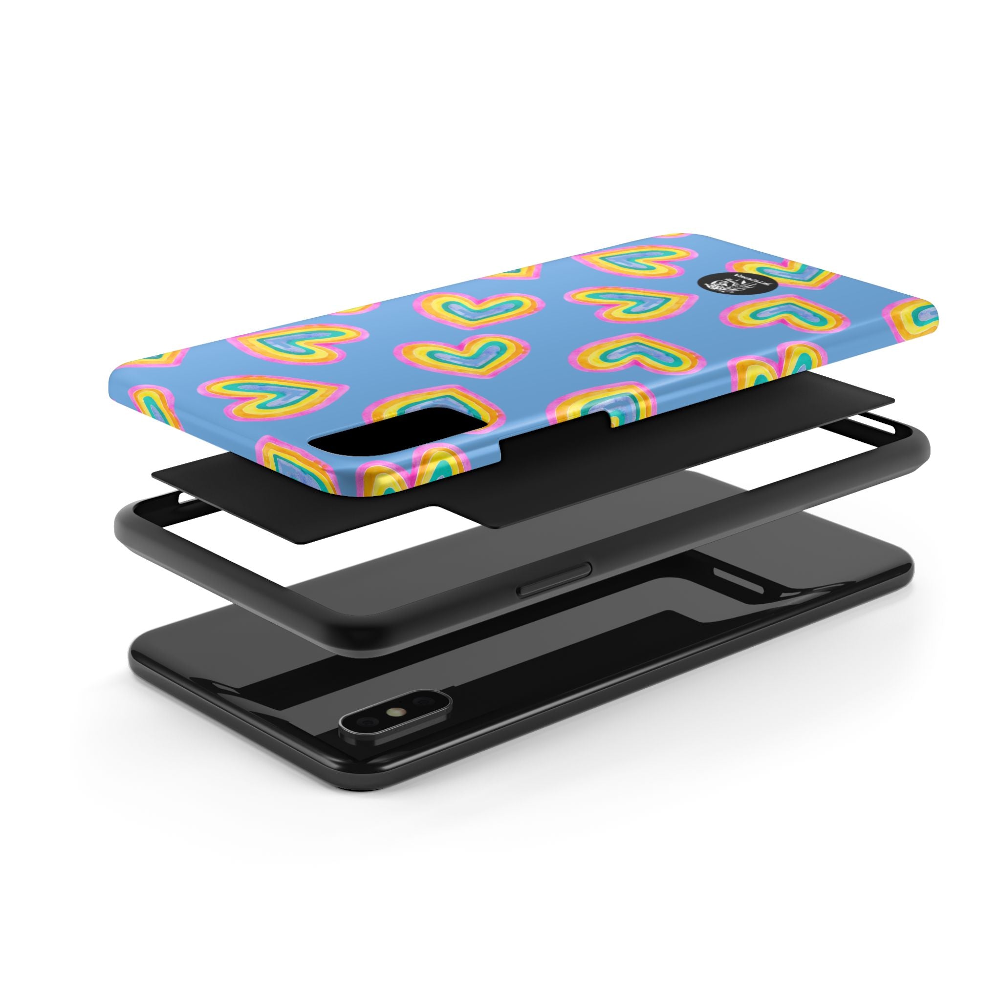 Rainbow Heart Tough Phone Case (For iPhone, Galaxy & More) - Light Blue