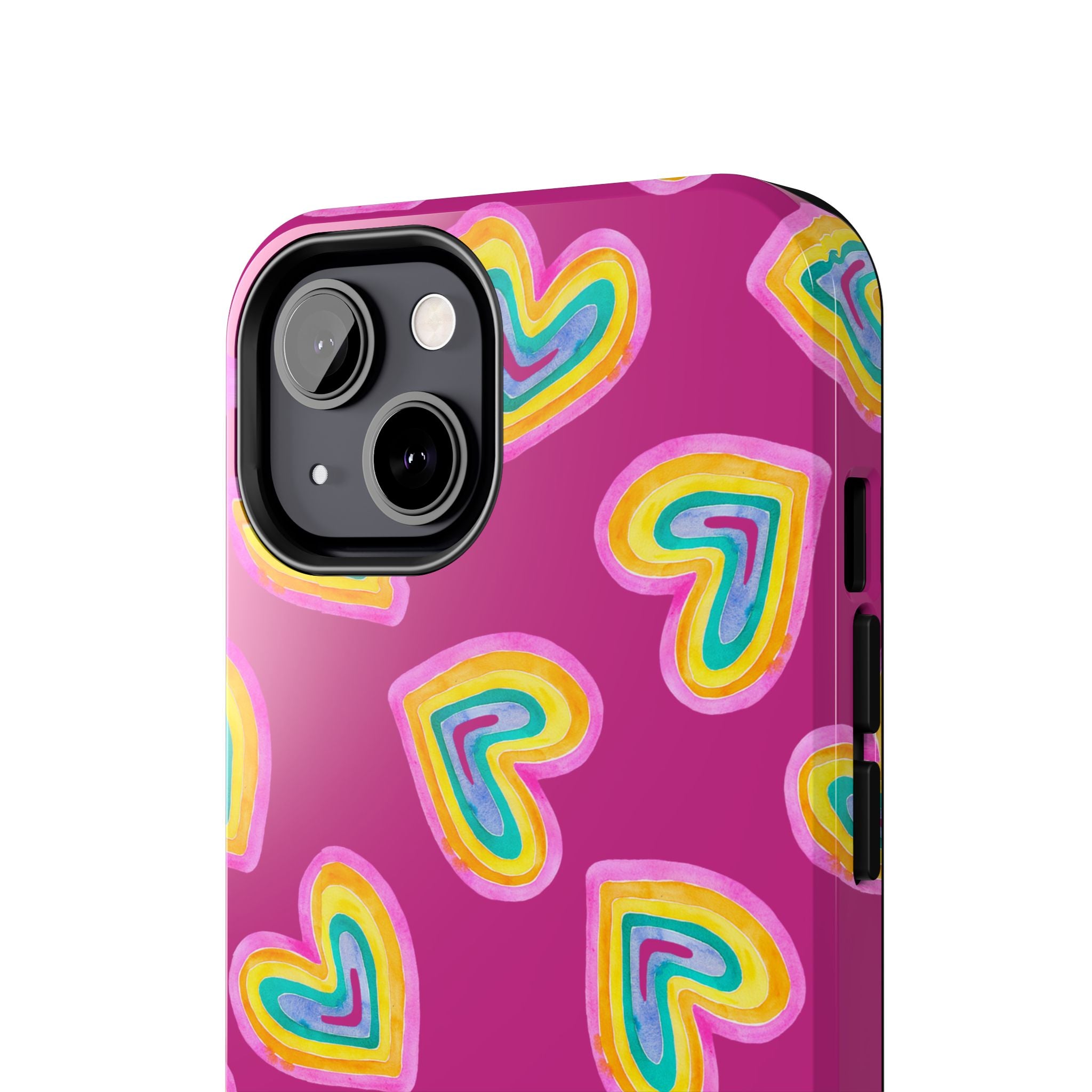 Rainbow Heart Tough Phone Case (For iPhone, Galaxy & More) - Pink