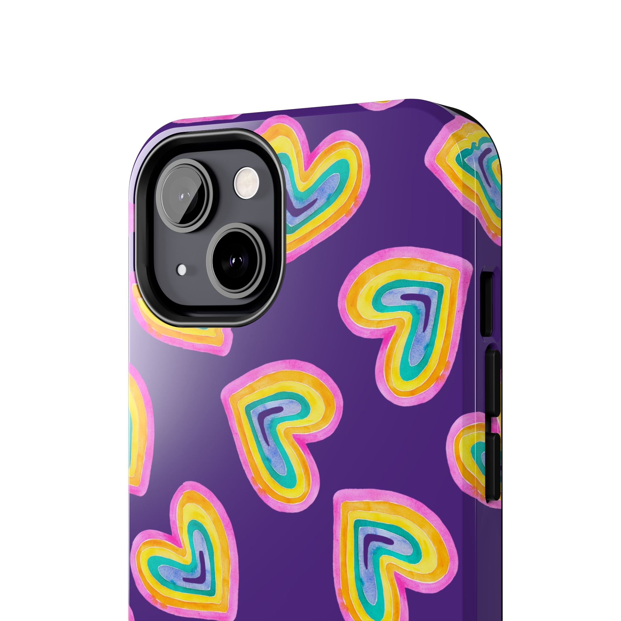 Rainbow Heart Tough Phone Case (For iPhone, Galaxy & More) - Purple