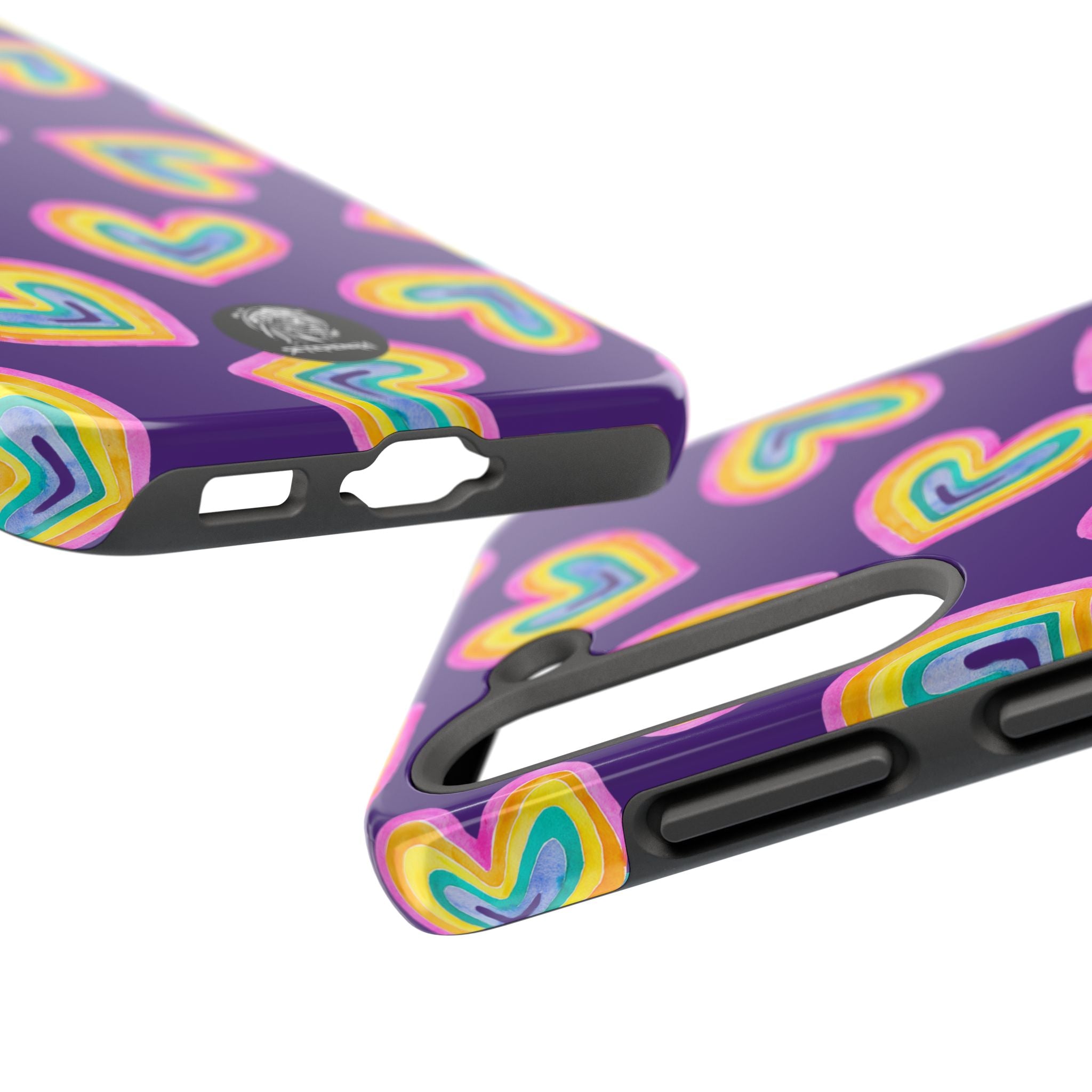 Rainbow Heart Tough Phone Case (For iPhone, Galaxy & More) - Purple