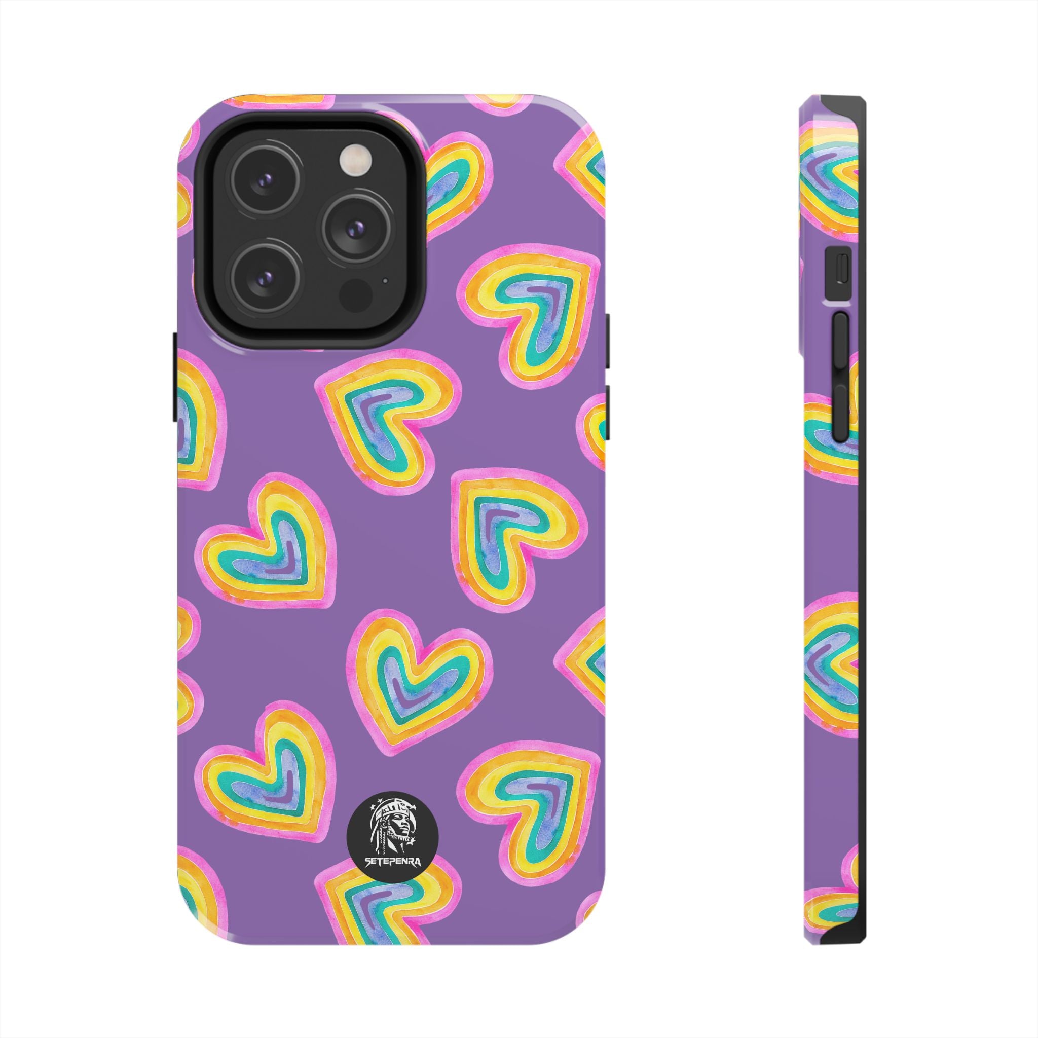 Rainbow Heart Tough Phone Case (For iPhone, Galaxy & More) - Light Purple