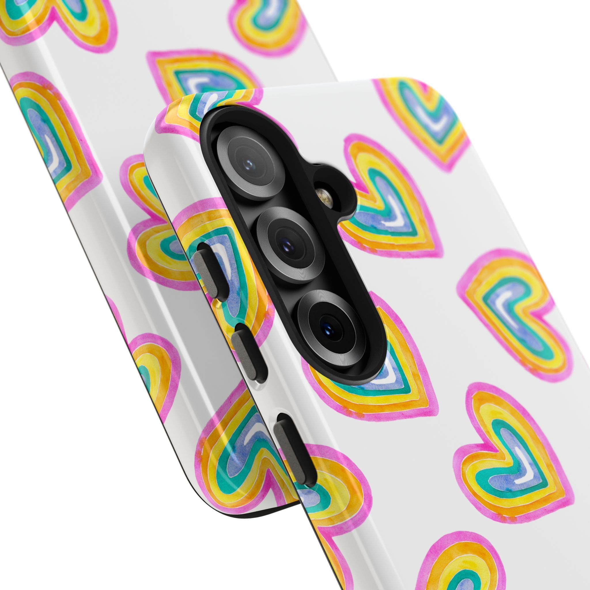 Rainbow Heart Tough Phone Case — Durable Cute Protective Phone Cover