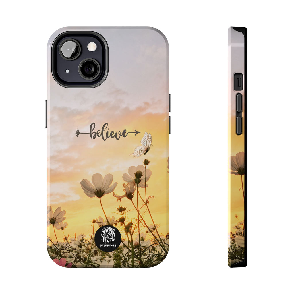 Believe Tough Phone Case (For iPhone, Galaxy & More) - Aesthetic Flower SETEPENRA Phone Case.