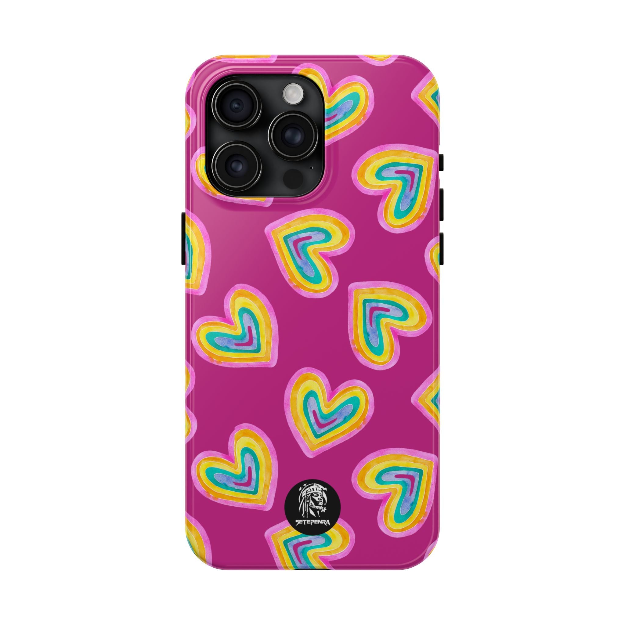Rainbow Heart Tough Phone Case (For iPhone, Galaxy & More) - Pink