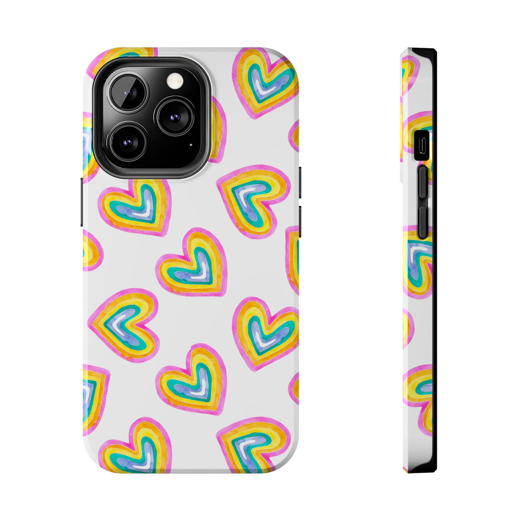 Rainbow Heart Tough Phone Case — Durable Cute Protective Phone Cover
