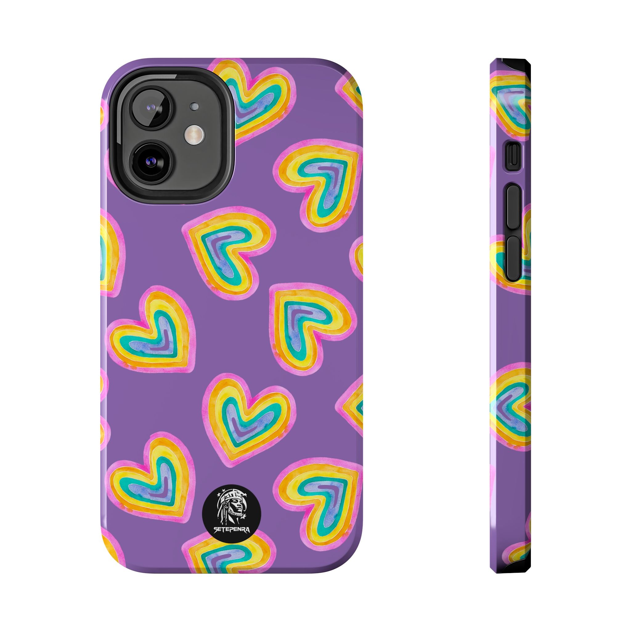 Rainbow Heart Tough Phone Case (For iPhone, Galaxy & More) - Light Purple SETEPENRA Phone Case.