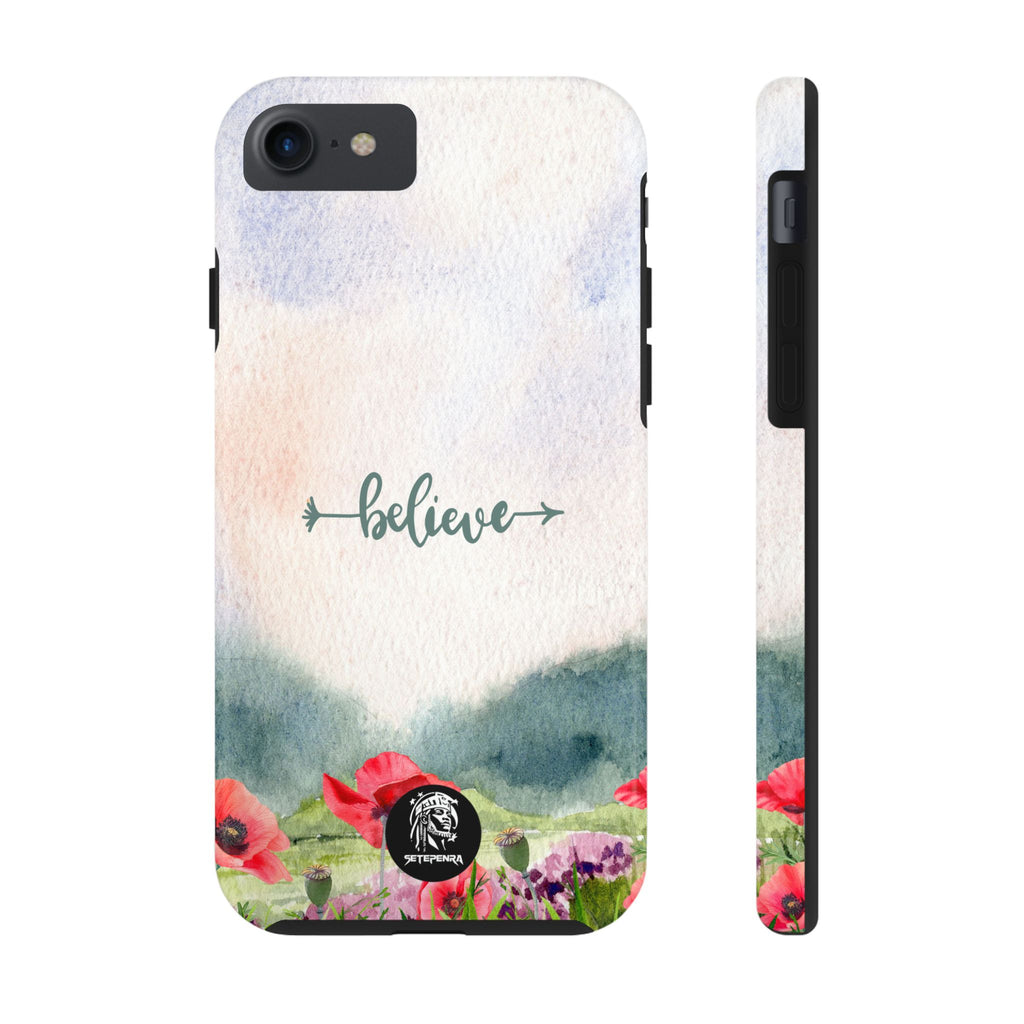 Believe Tough Phone Case (For iPhone, Galaxy & More) - Watercolor Flower SETEPENRA Phone Case.