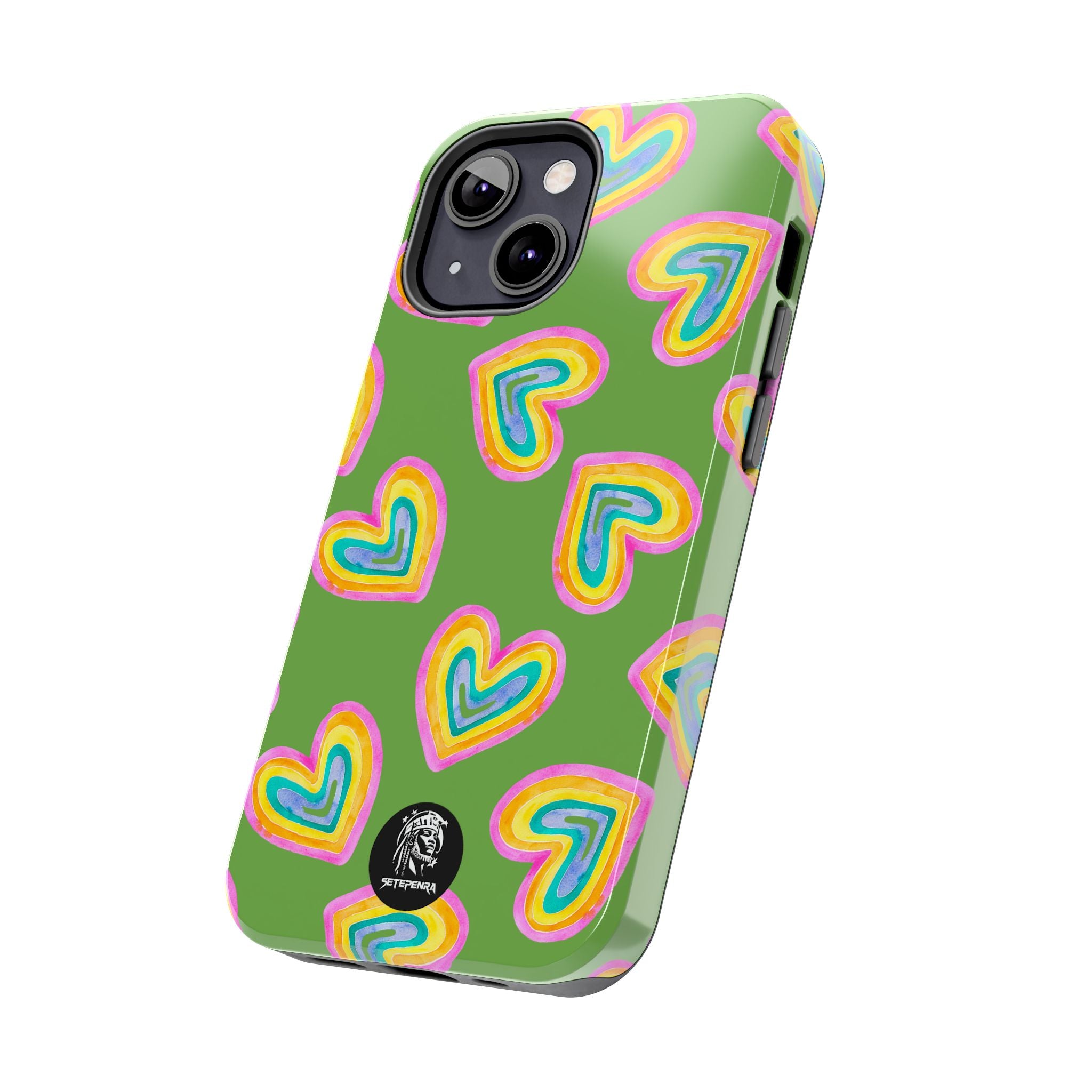 Rainbow Heart Tough Phone Case (For iPhone, Galaxy & More) - Green