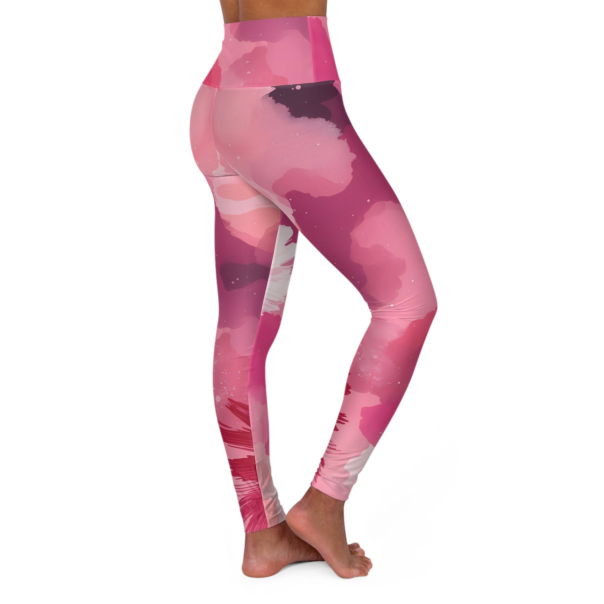Pinking Bloom High Waisted Yoga Leggings SETEPENRA All Over Prints.