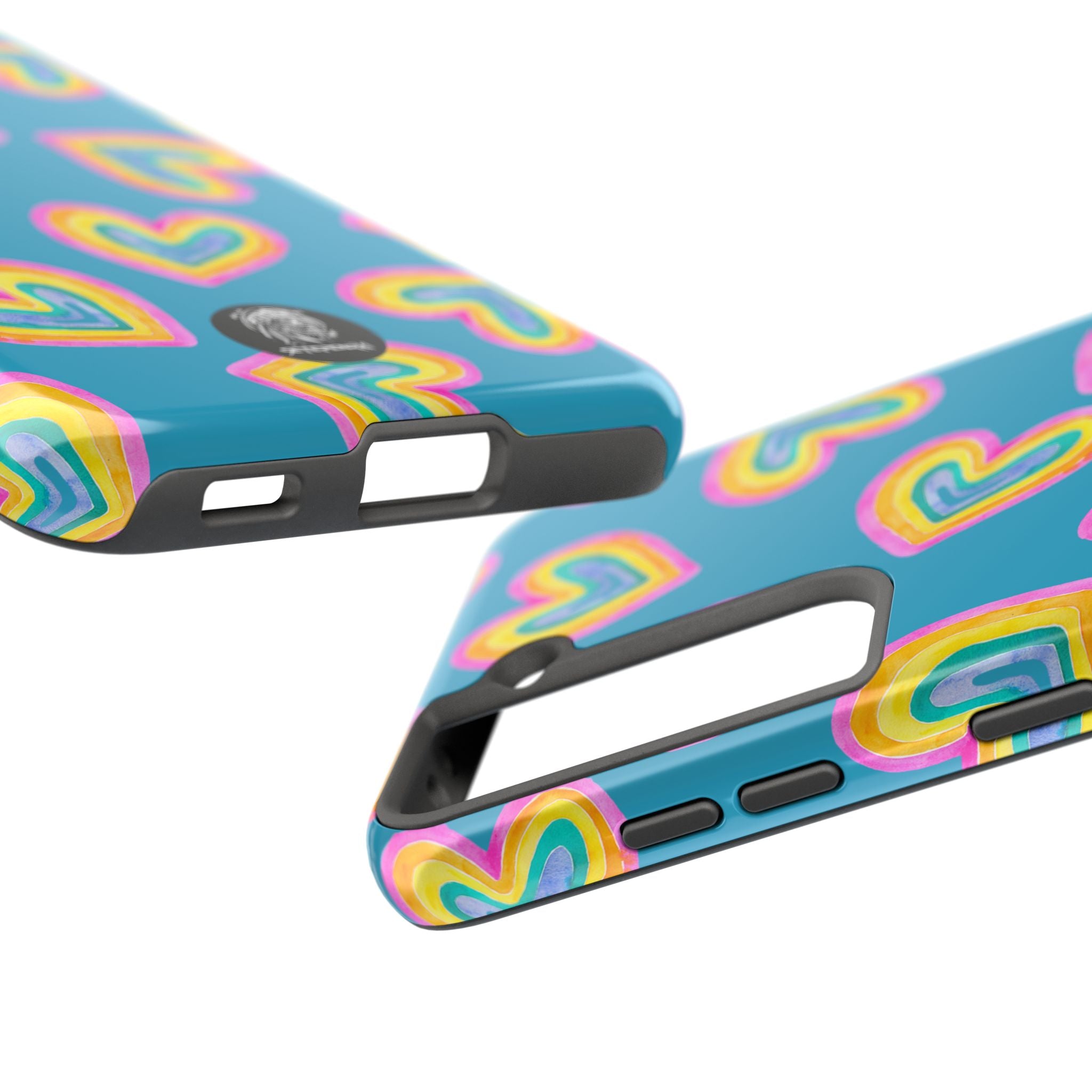 Rainbow Heart Tough Phone Case (For iPhone, Galaxy & More) - Turquoise