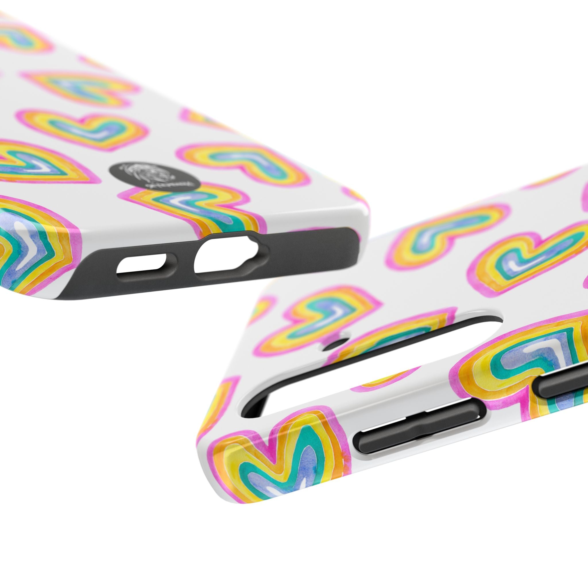 Rainbow Heart Tough Phone Case (For iPhone, Galaxy & More) - White