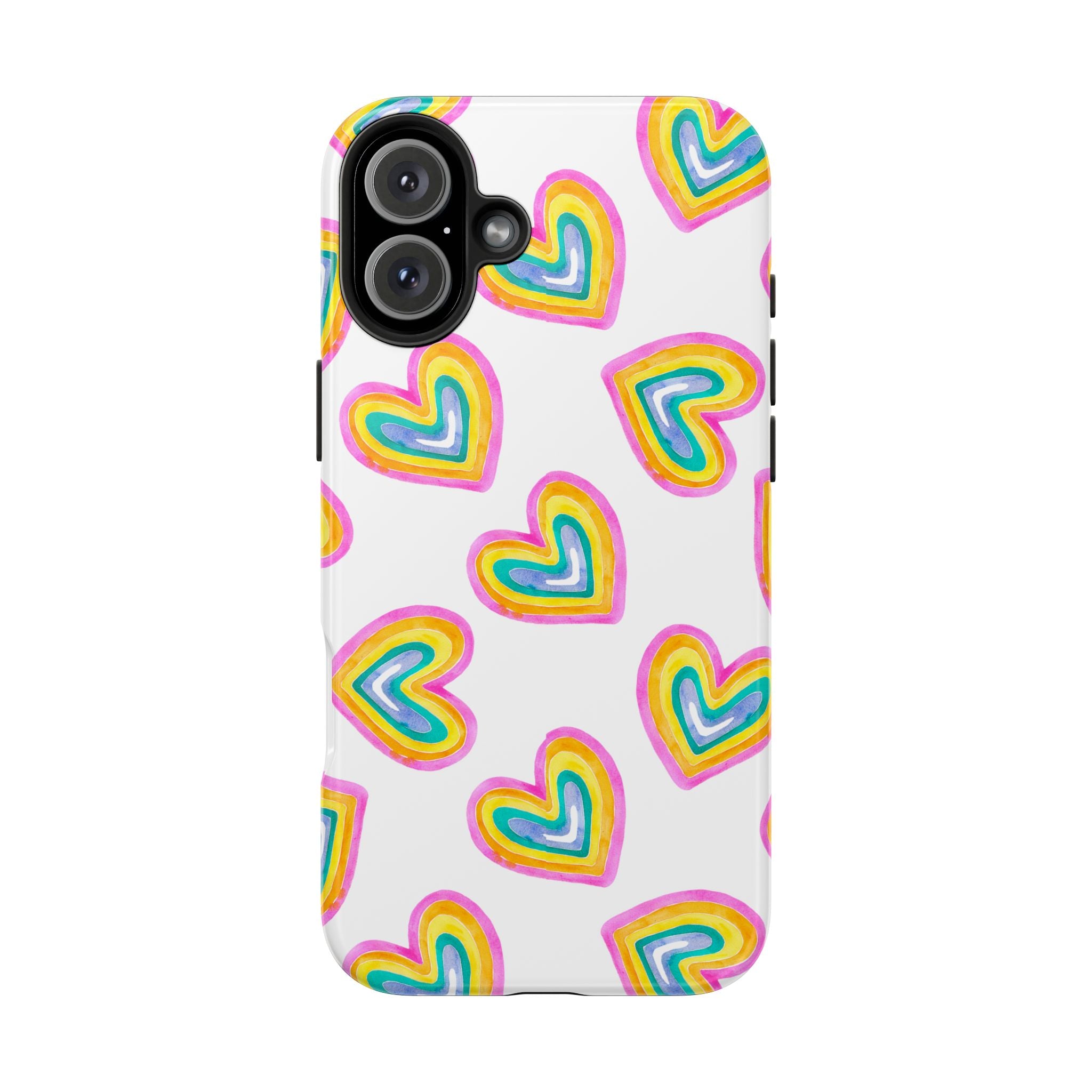 Rainbow Heart Tough Phone Case — Durable Cute Protective Phone Cover