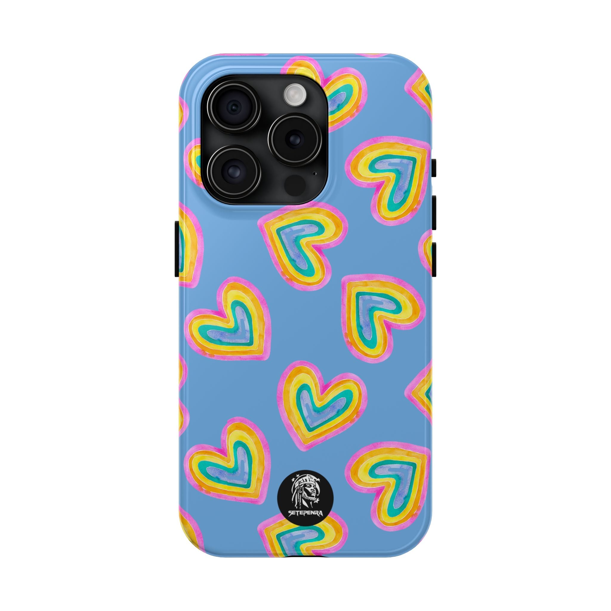 Rainbow Heart Tough Phone Case (For iPhone, Galaxy & More) - Light Blue