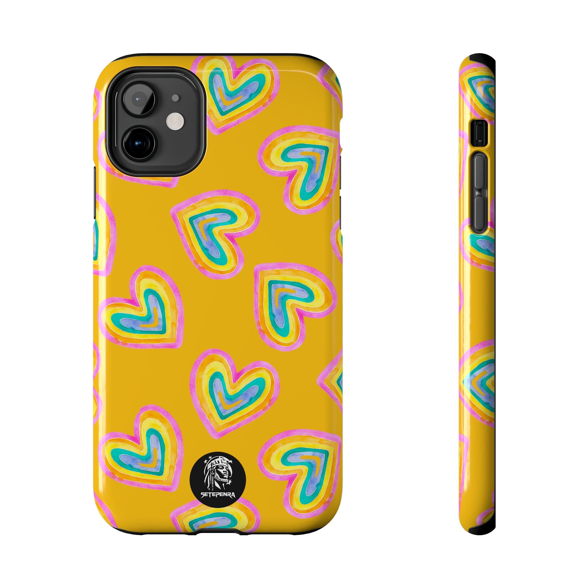Rainbow Heart Tough Phone Case (For iPhone, Galaxy & More) - Yellow SETEPENRA Phone Case.