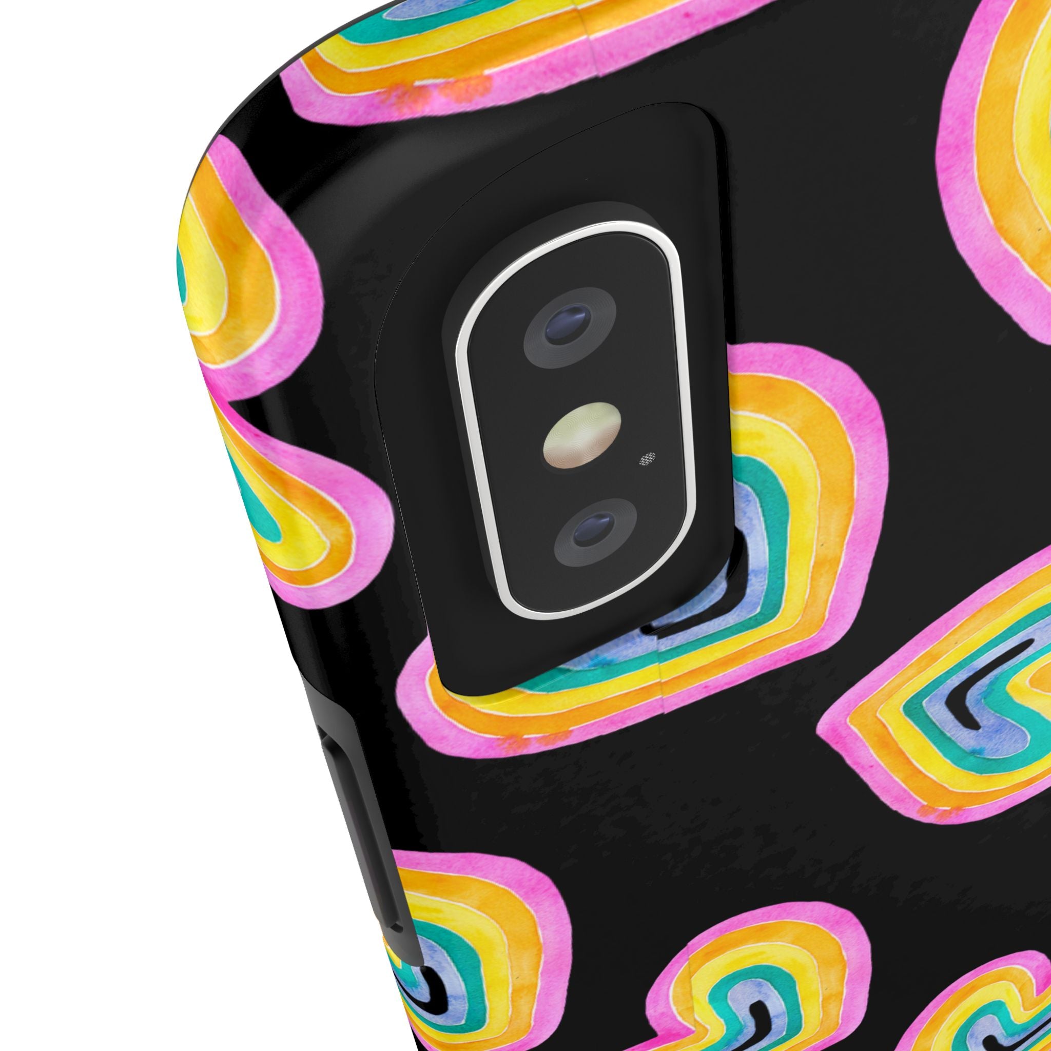 Rainbow Heart Tough Phone Case (For iPhone, Galaxy & More) - Black