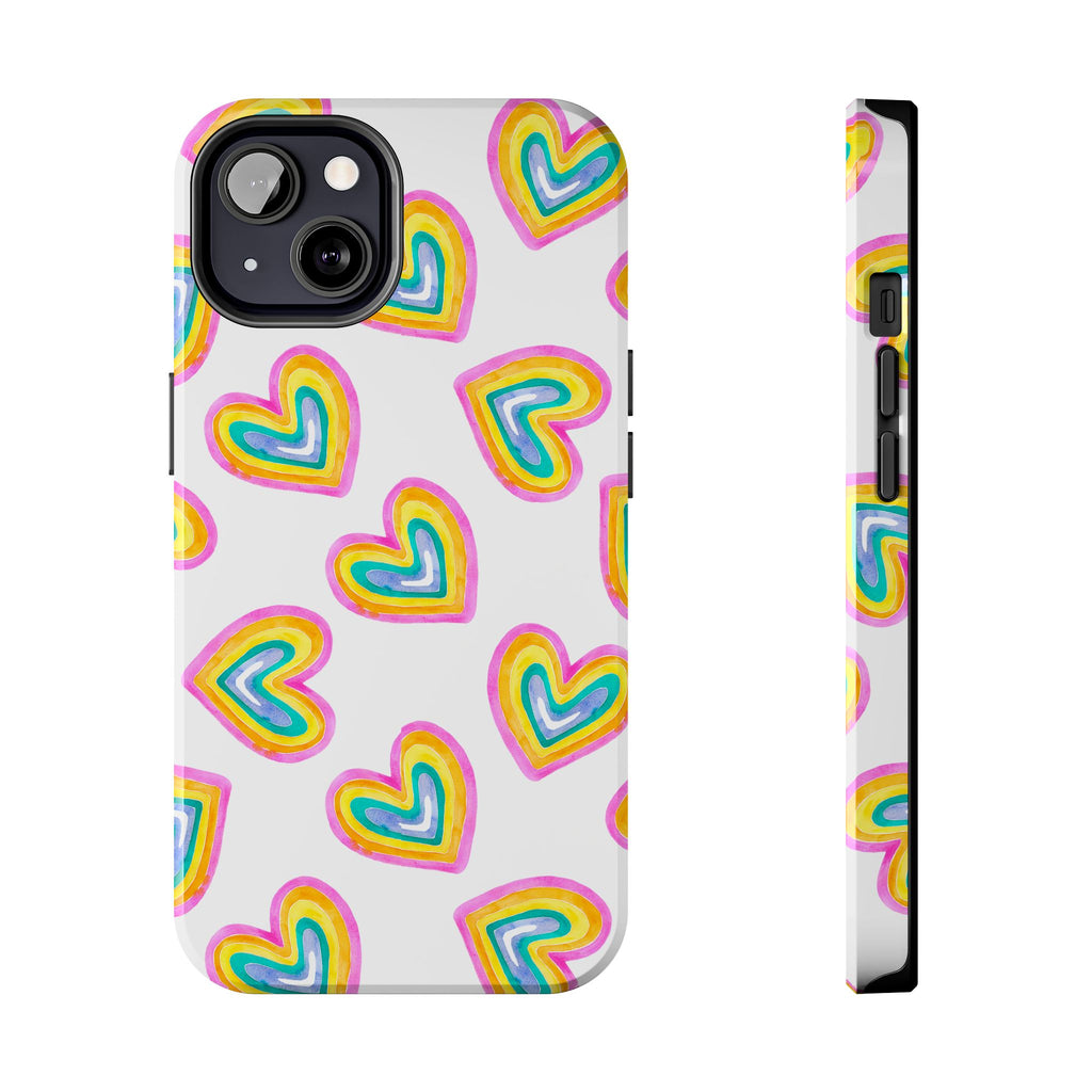Rainbow Heart Tough Phone Case — Durable Cute Protective Phone Cover