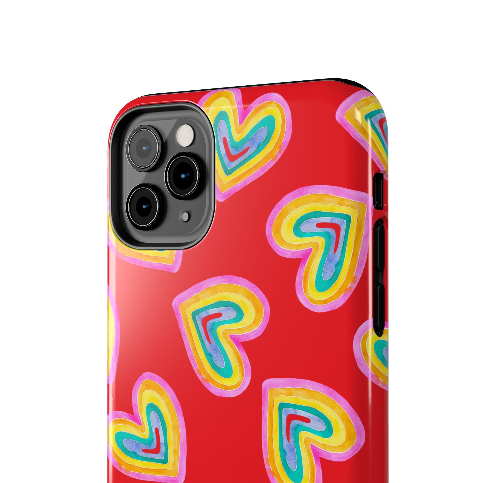 Rainbow Heart Tough Phone Case (For iPhone, Galaxy & More) - Red