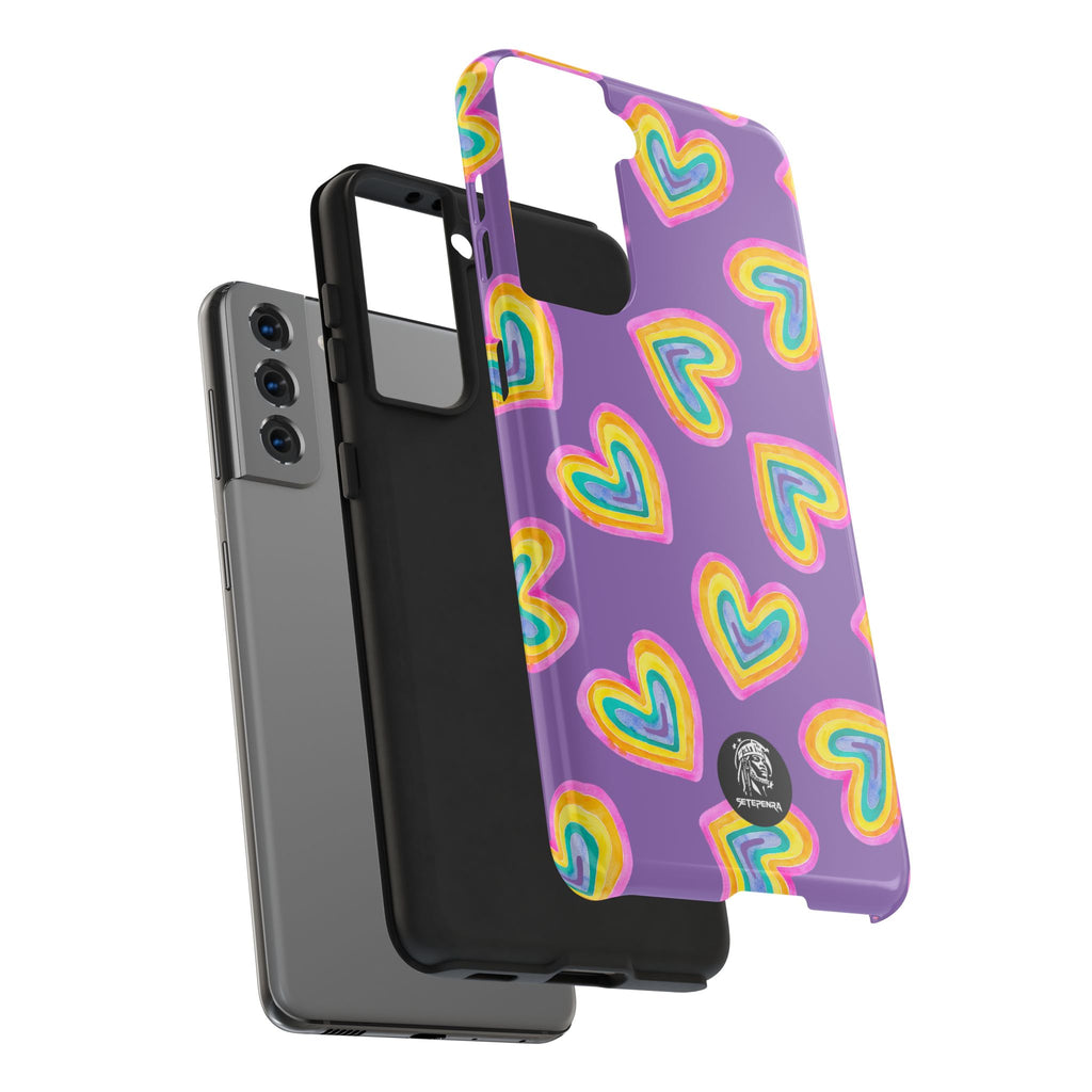 Rainbow Heart Tough Phone Case (For iPhone, Galaxy & More) - Light Purple