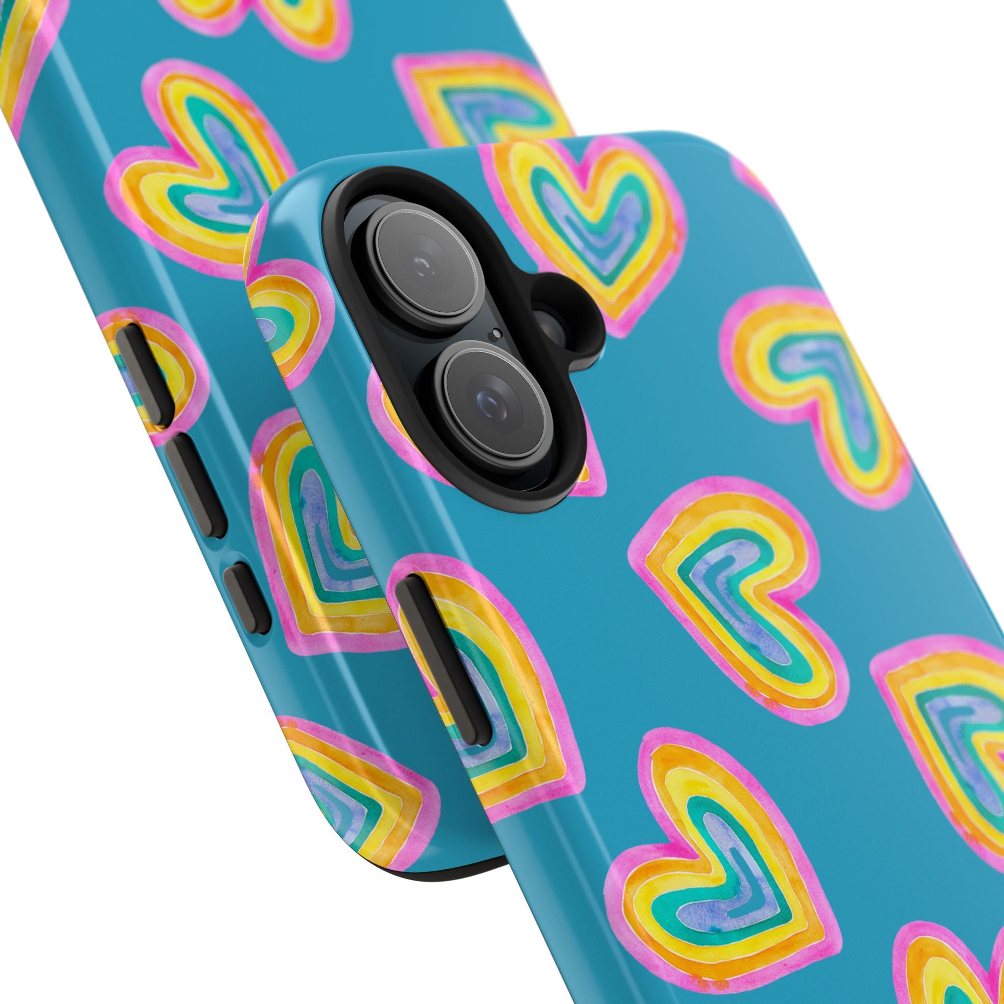 Rainbow Heart Tough Phone Case (For iPhone, Galaxy & More) - Turquoise