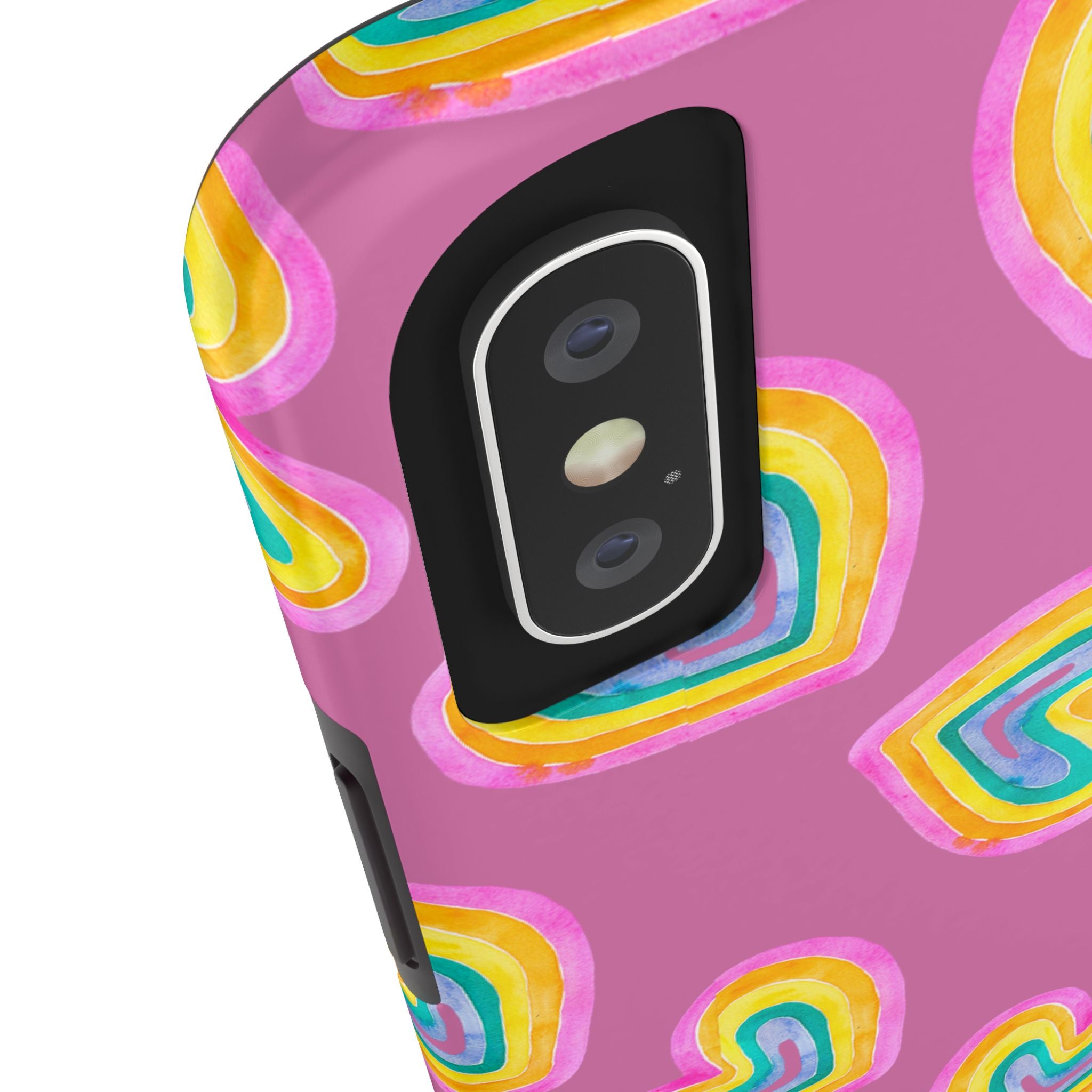 Rainbow Heart Tough Phone Case (For iPhone, Galaxy & More) - Light Pink