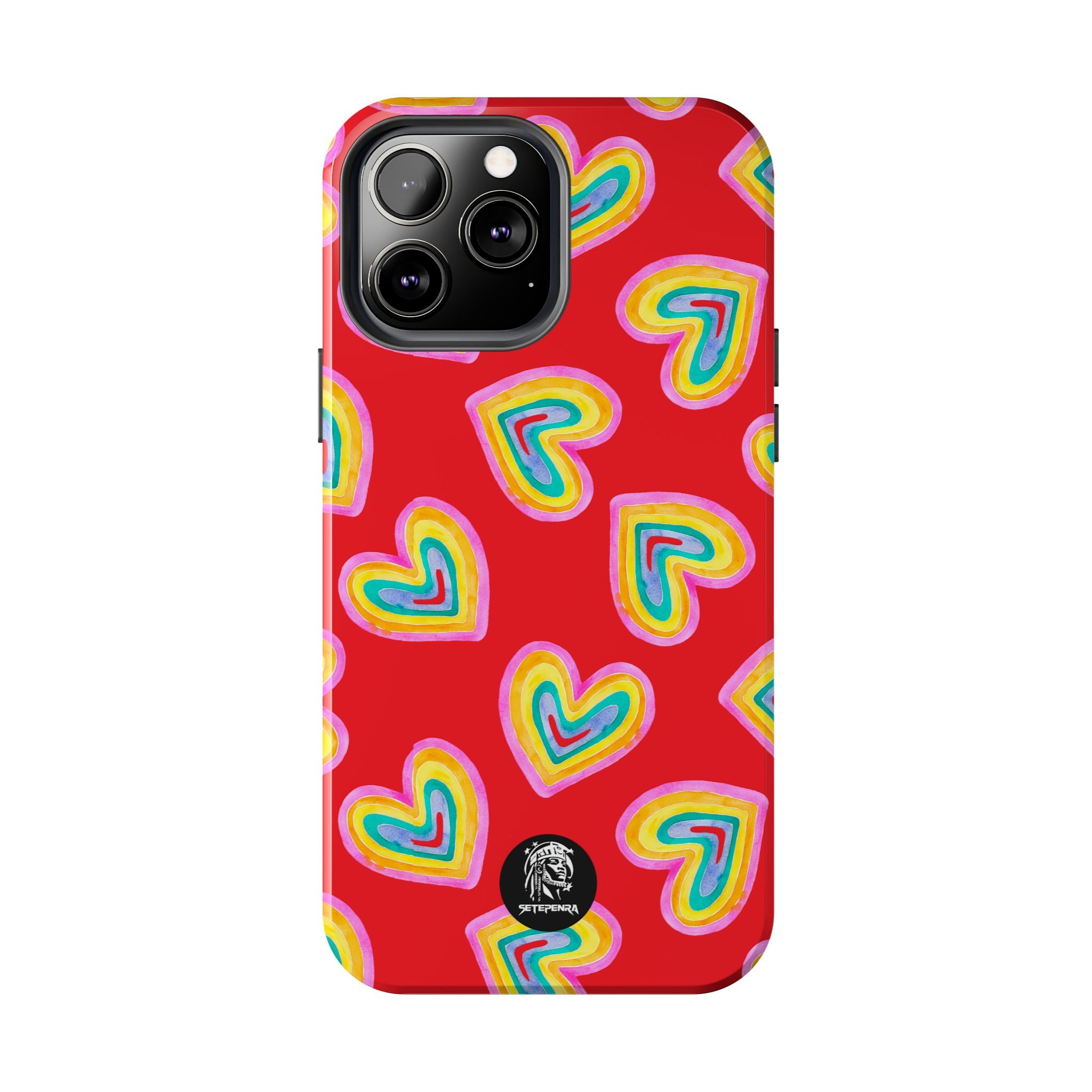 Rainbow Heart Tough Phone Case (For iPhone, Galaxy & More) - Red