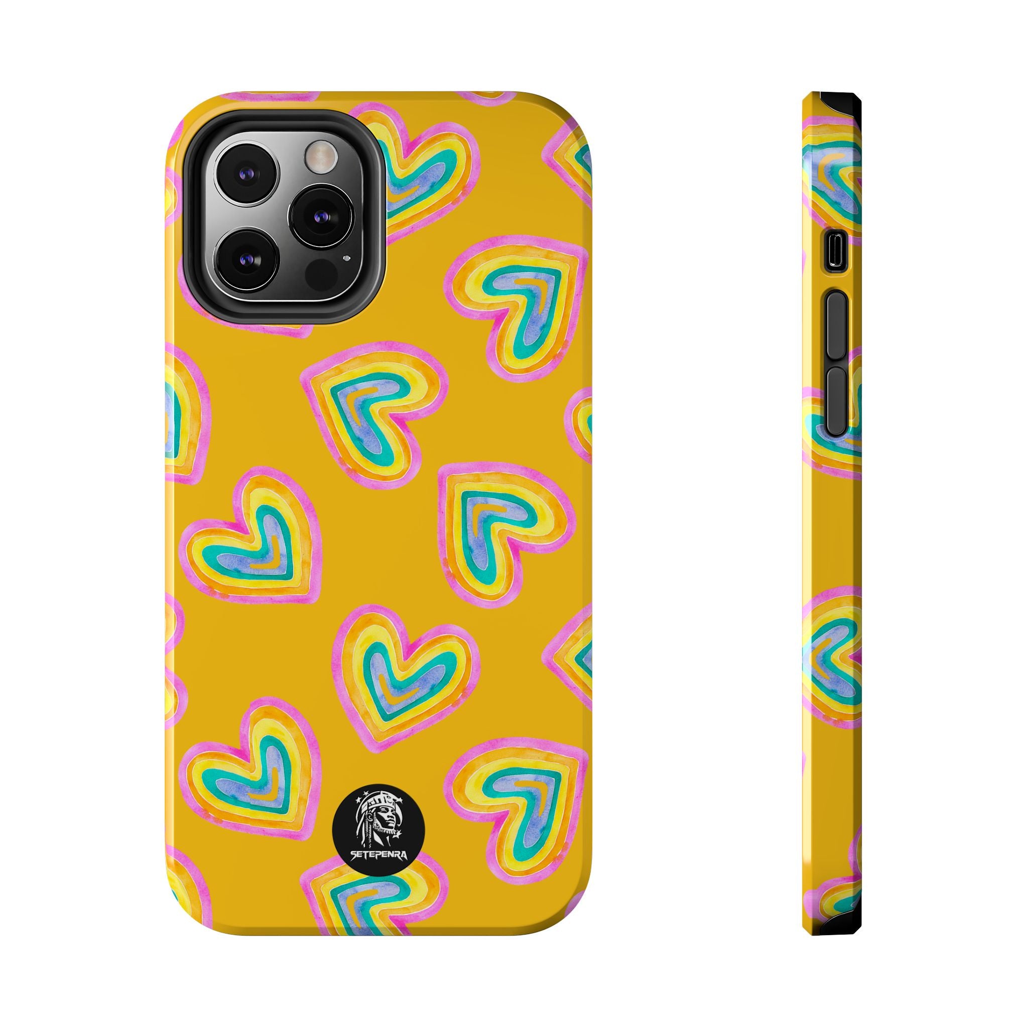 Rainbow Heart Tough Phone Case (For iPhone, Galaxy & More) - Yellow SETEPENRA Phone Case.