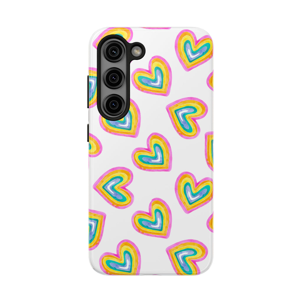 Rainbow Heart Tough Phone Case — Durable Cute Protective Phone Cover