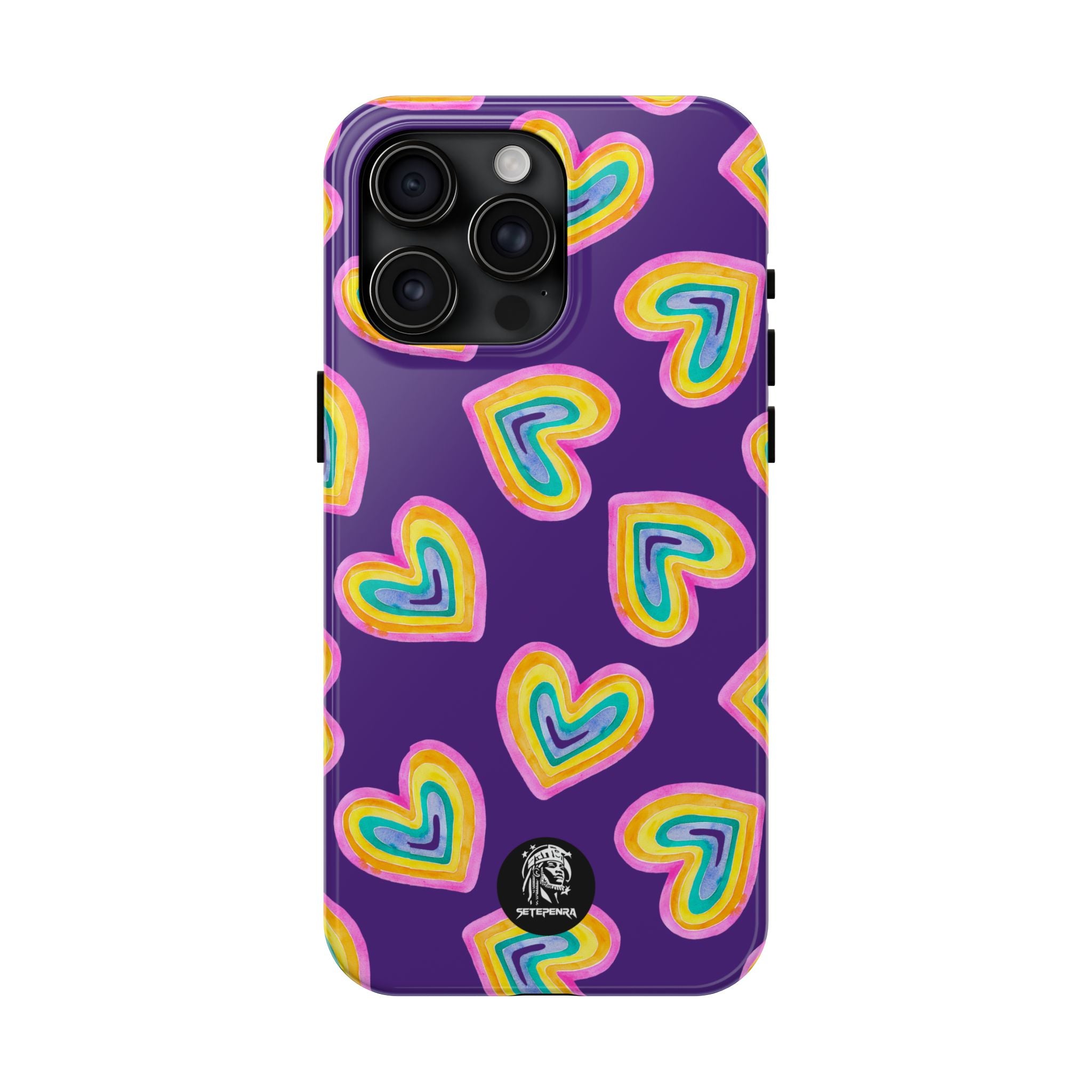 Rainbow Heart Tough Phone Case (For iPhone, Galaxy & More) - Purple