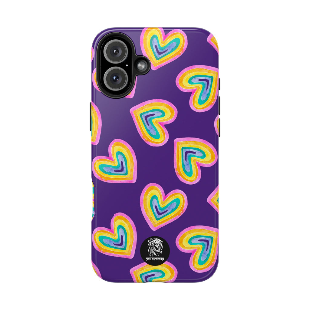 Rainbow Heart Tough Phone Case (For iPhone, Galaxy & More) - Purple