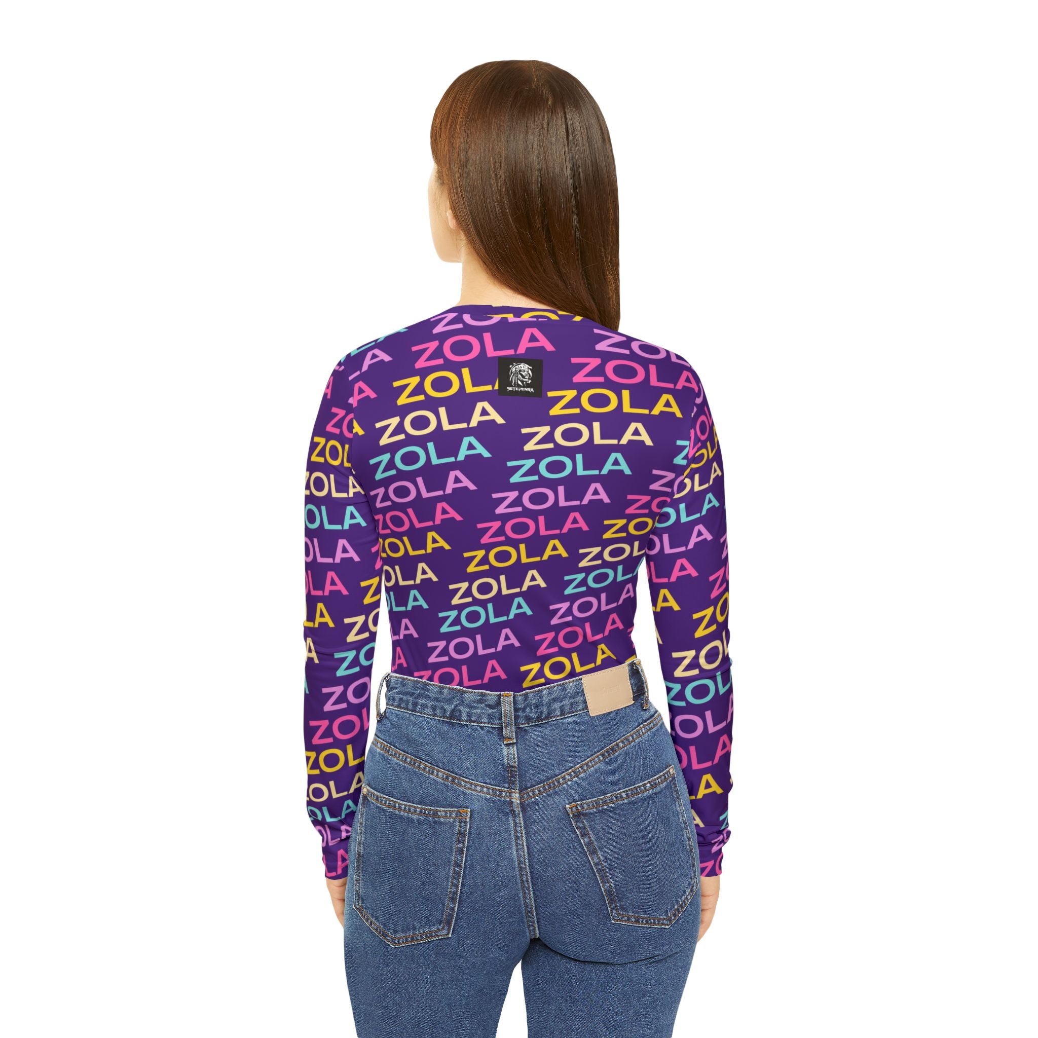 Zola Print Women's Long Sleeve V-Neck Shirt (Purple) SETEPENRA All Over Prints.