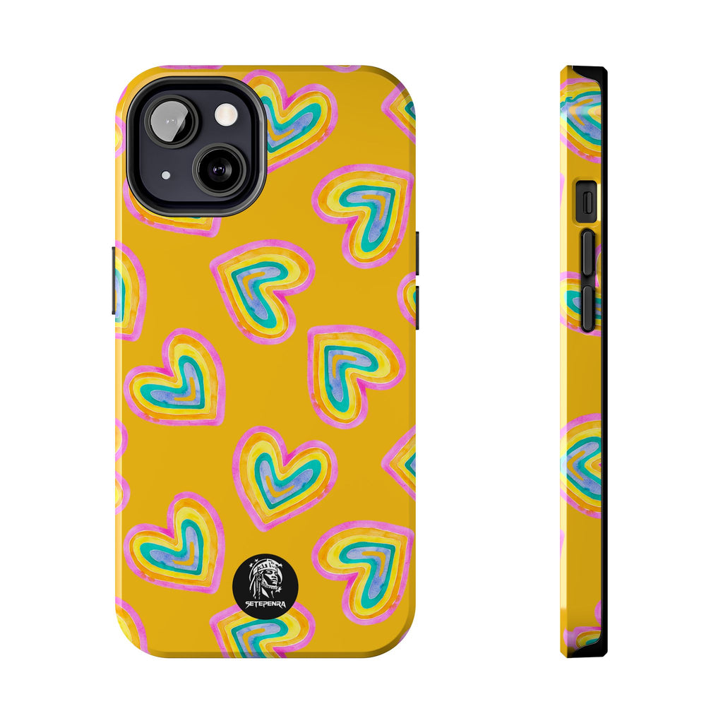 Rainbow Heart Tough Phone Case (For iPhone, Galaxy & More) - Yellow SETEPENRA Phone Case.