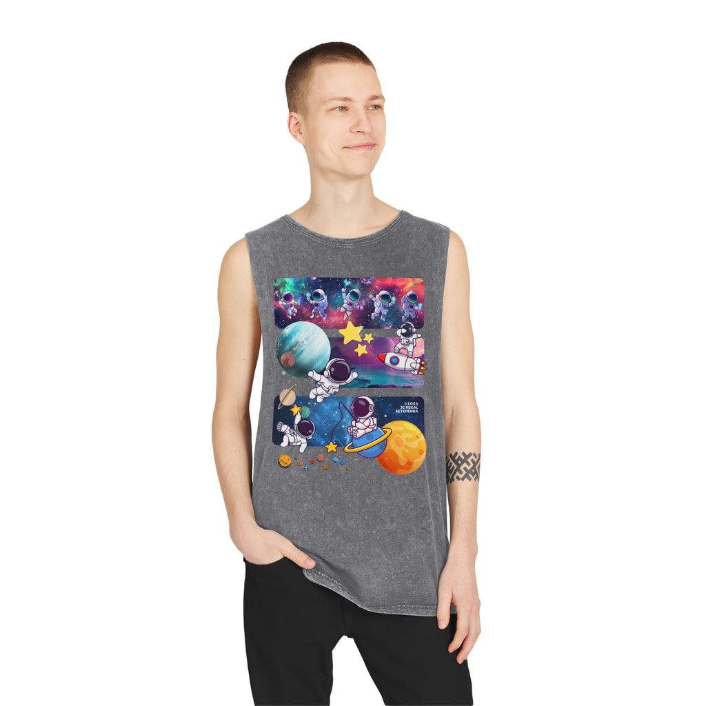 Astro Cosmo (V2.0) Unisex Stonewash Tank Top SETEPENRA Tank Top.