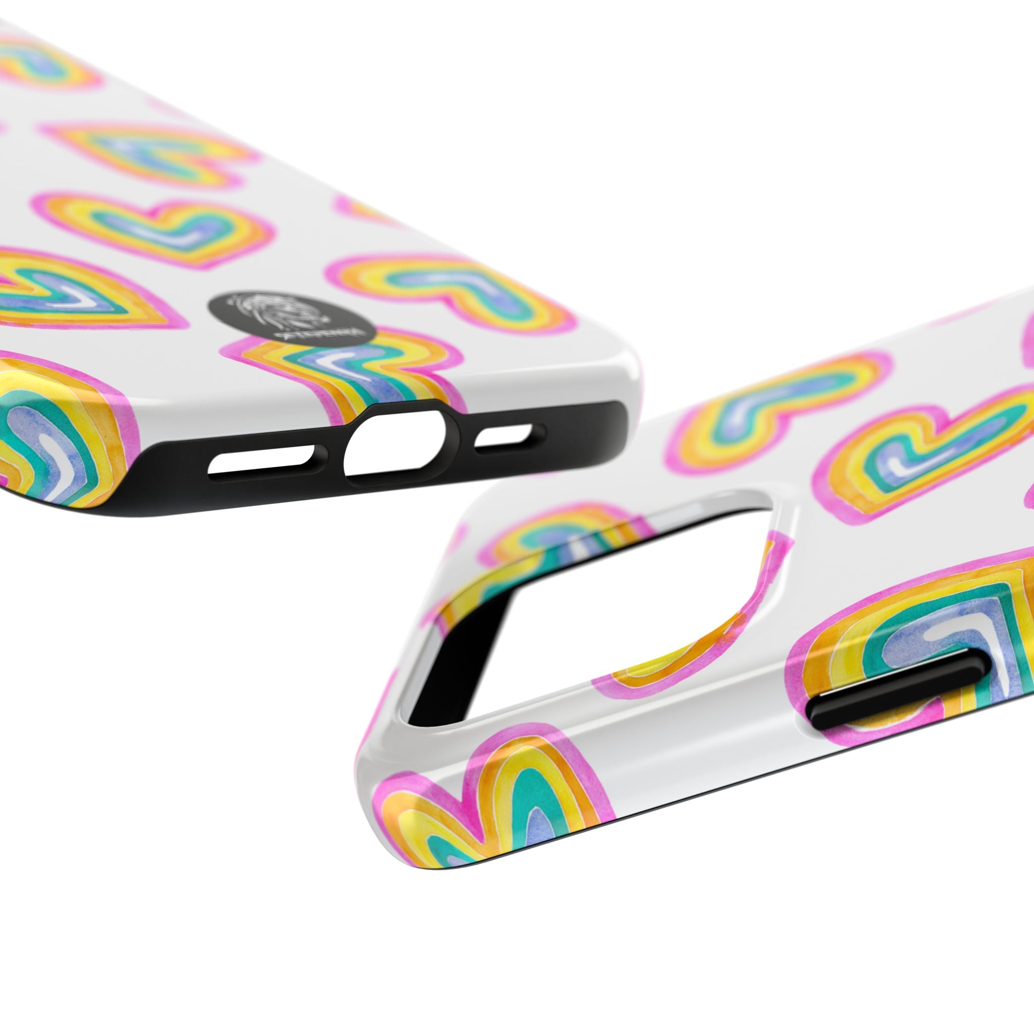 Rainbow Heart Tough Phone Case (For iPhone, Galaxy & More) - White