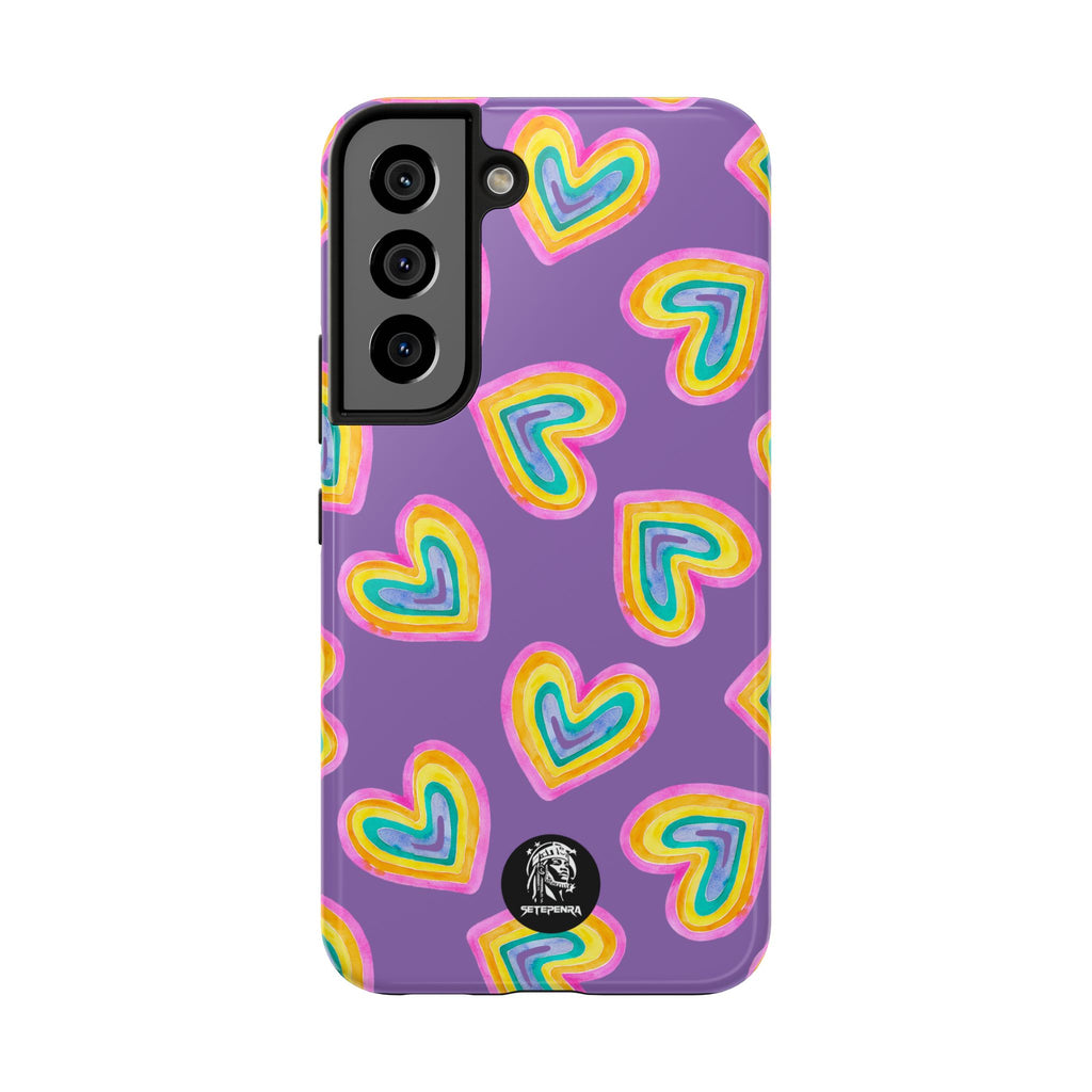 Rainbow Heart Tough Phone Case (For iPhone, Galaxy & More) - Light Purple