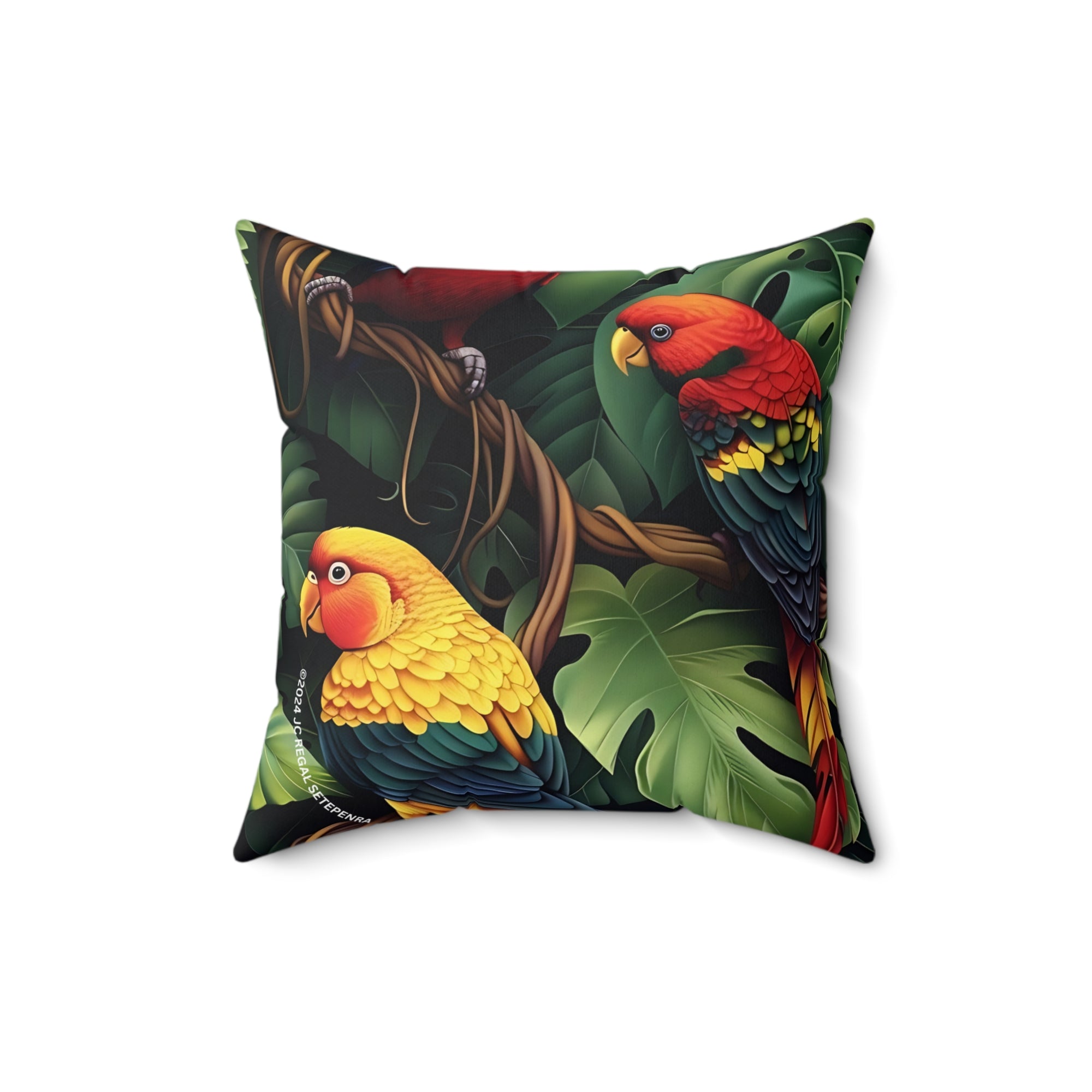 Tri-Parrot Spun Polyester Square Pillow SETEPENRA Home Decor.